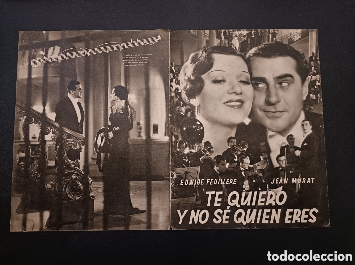 Cine: TE QUIERO Y NO SE QUIEN ERES - EDWIGE FEUILLERE Y JEAN MURAT - U FILMS - GUIA DE CINE ORIGINAL B87