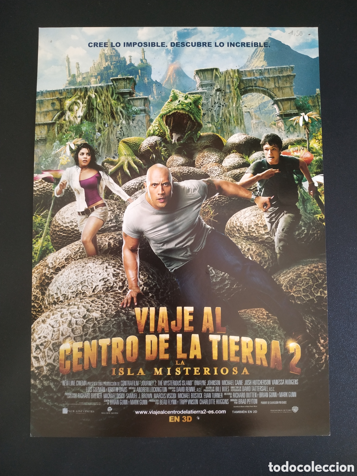 Cine: VIAJE AL CENTRO DE LA TIERRA LA ISLA MISTERIOSA - DWAYNE JOHNSON - WB - GUIA ORIGINAL DE CINE B100