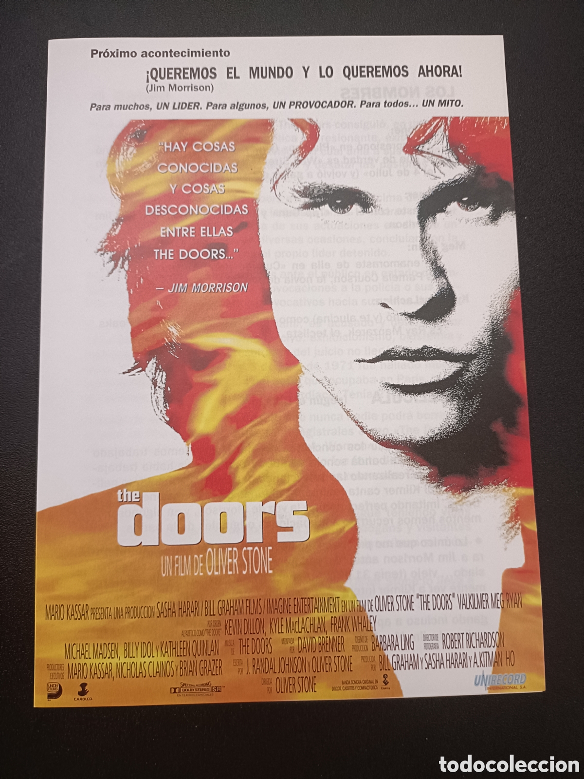 Cine: THE DOORS-OLIVER STONE-VAL KILMER-MEG RYAN-KEVIN DILLON- 21 X 15 CM - GUIA DE CINE ORIGINALSS99