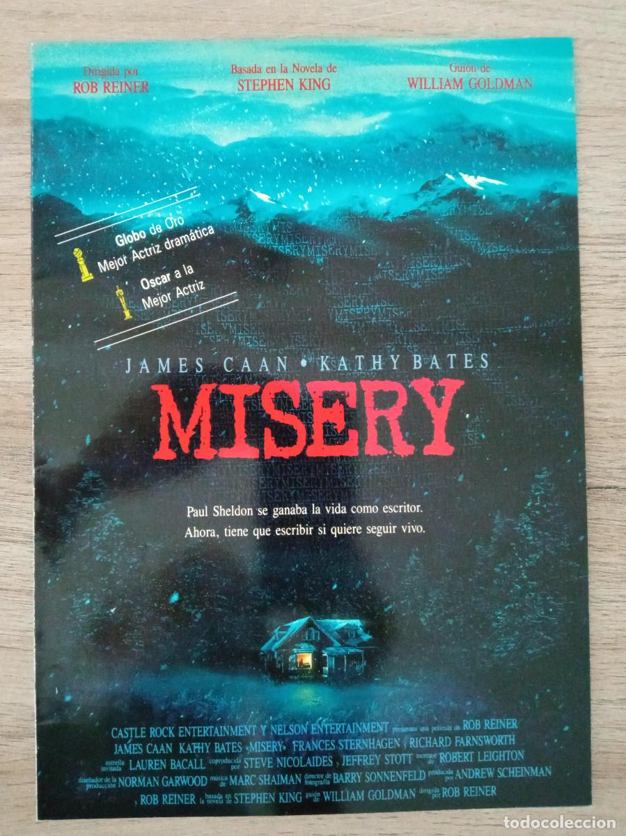 Cine: GU&Iacute;A PUBLICITARIA DE LA PEL&Iacute;CULA MISERY, STEPHEN KING, GU&Iacute;A DOBLE DE VIDEO CLUB
