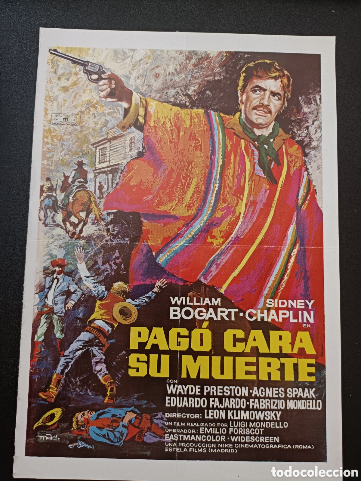 Cine: PAGO CARA SU MUERTE - WILLIAM BOGART - SIDNEY CHAPLIN - GUIA DE CINE ORIGINAL- B105