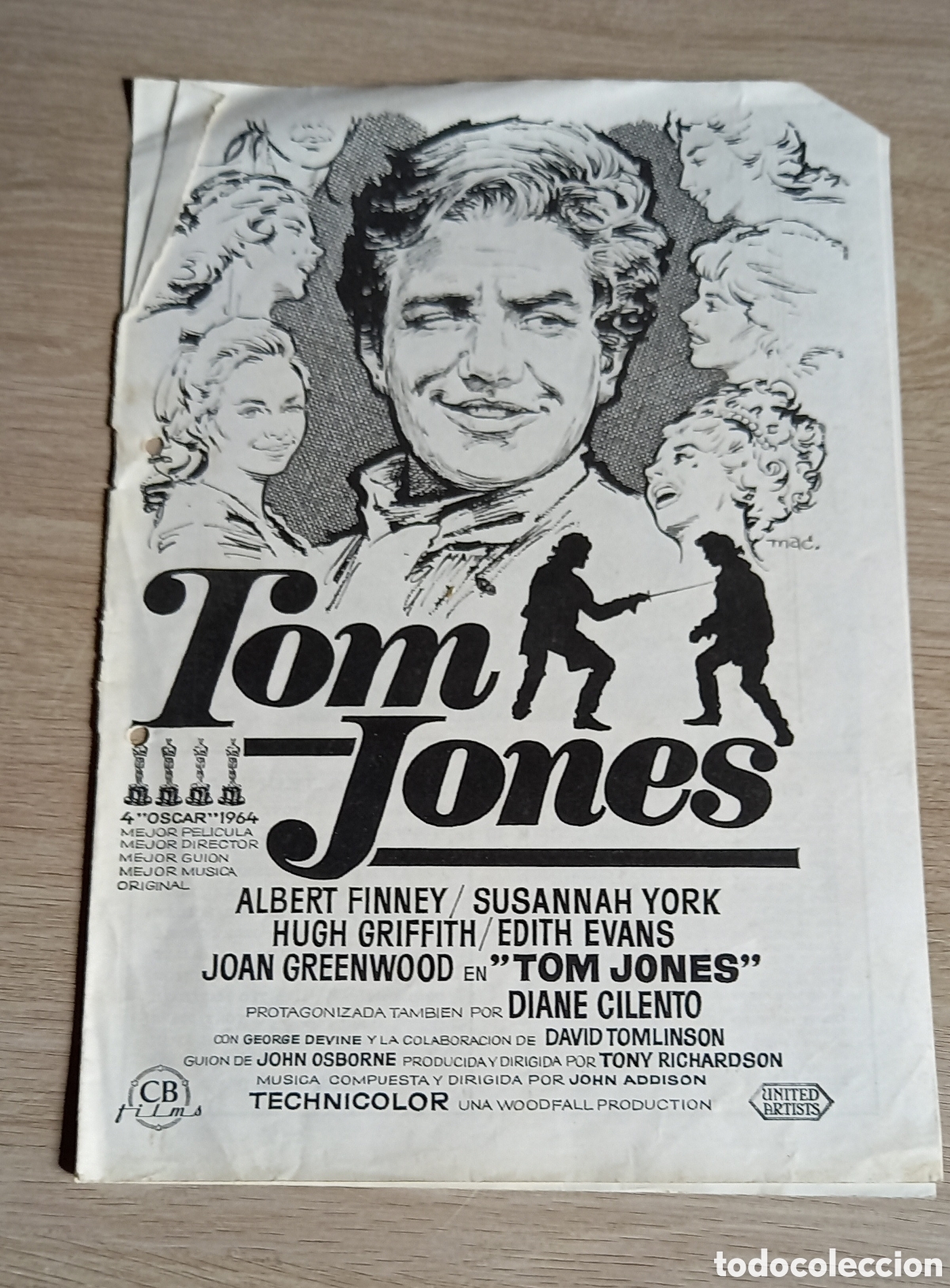 Cine: ANTIGUO PROGRAMA O GUIA DE CINE TOM JONES