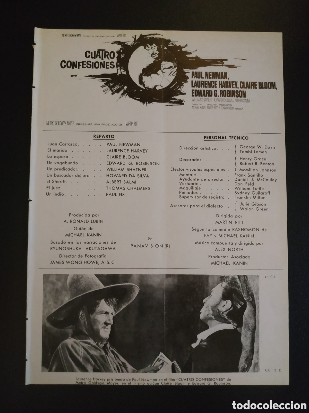 Cine: CUATRO CONFESIONES - PAUL NEWMAN - METRO GOLDWYN MAYER - GUIA DE CINE ORIGINAL B108