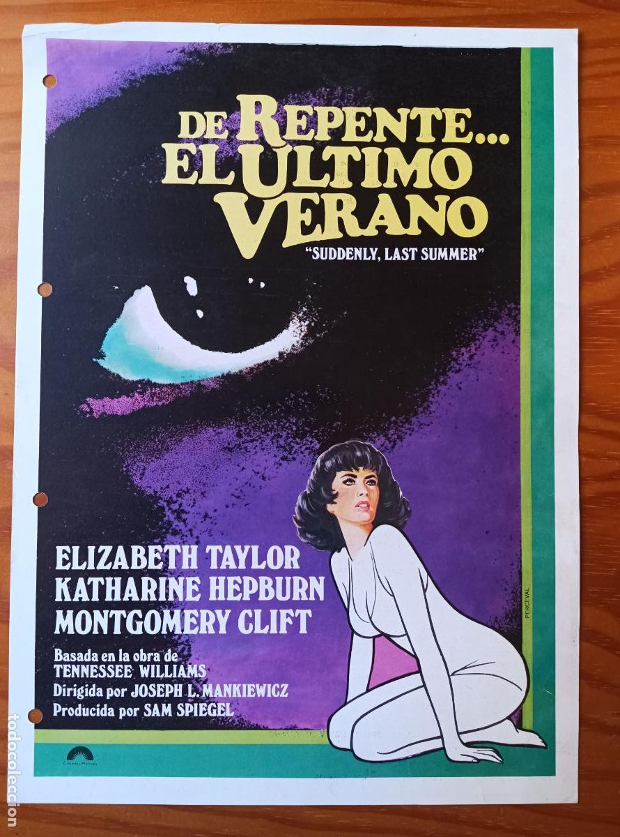 Cine: DE REPENTE... EL ULTIMO VERANO con LIZ TAYLOR, KATHARINE HEPBURN... GUIA PUBLICITARIA DISTRIBUIDORES