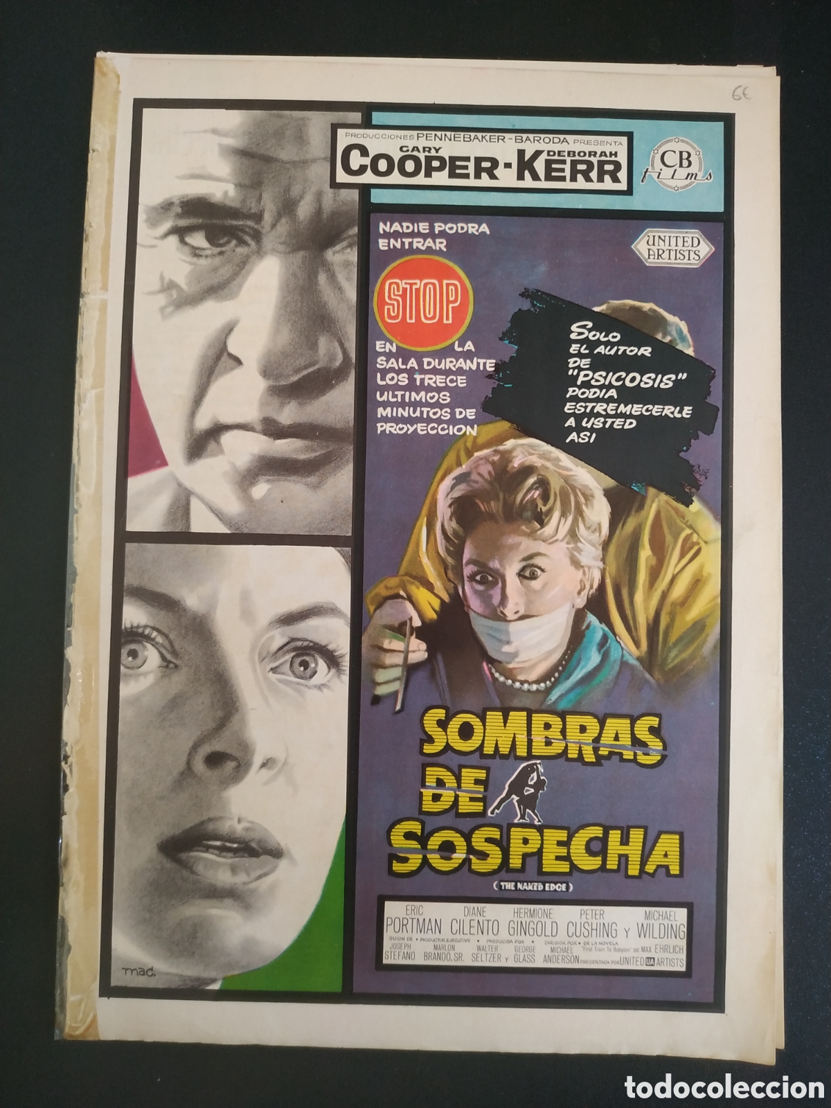 Cine: SOMBRAS DE SOSPECHA - GARY COOPER Y DEBORAH KERR - CB FILMS - GUIA DE CINE ORIGINAL - B124