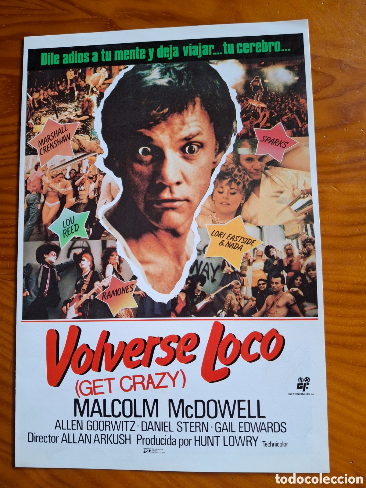 Cinema: Folleto de mano original / D&iacute;ptico - VOLVERSE LOCO (Get Crazy, 1983) - Malcolm McDowell, RAMONES, LO
