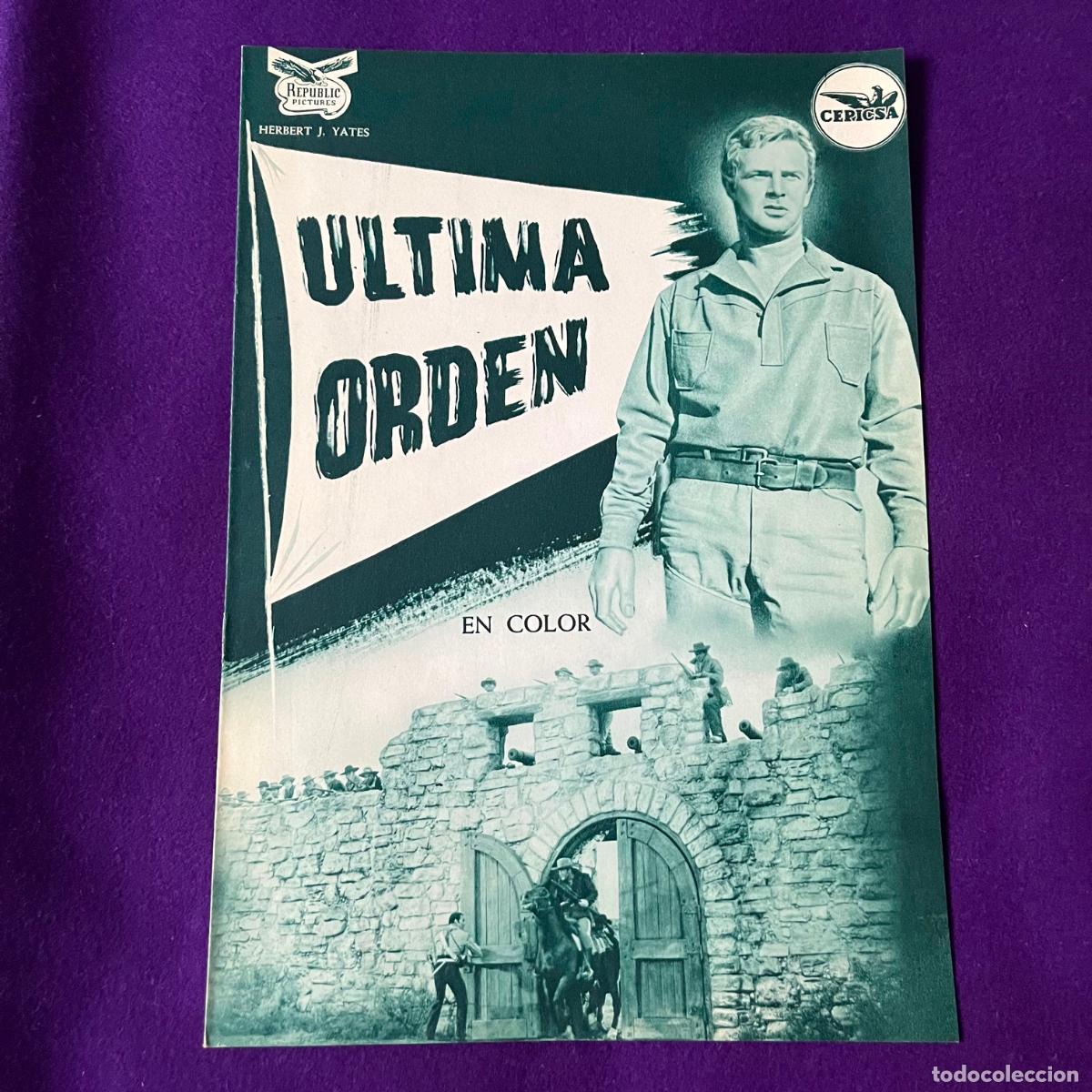 Cine: GUIA ORIGINAL PELICULA ULTIMA ORDEN. CEPICSA. PROGRAMA PRESS BOOK. CINE.