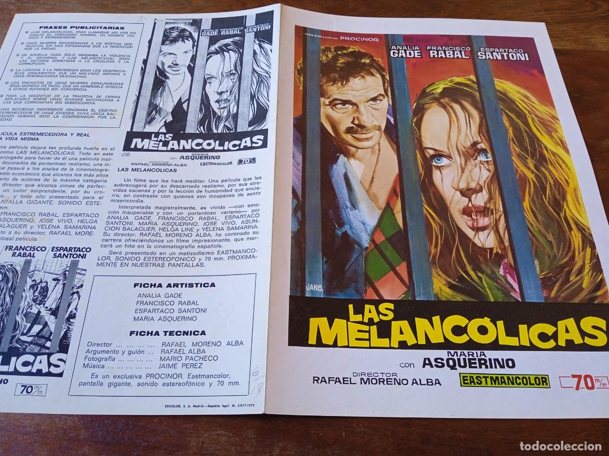 Cin&eacute;ma: Las Melancolicas - Analia Gade, Paco Rabal, Espartaco Santoni - Guia original Procinor 1972 Jano