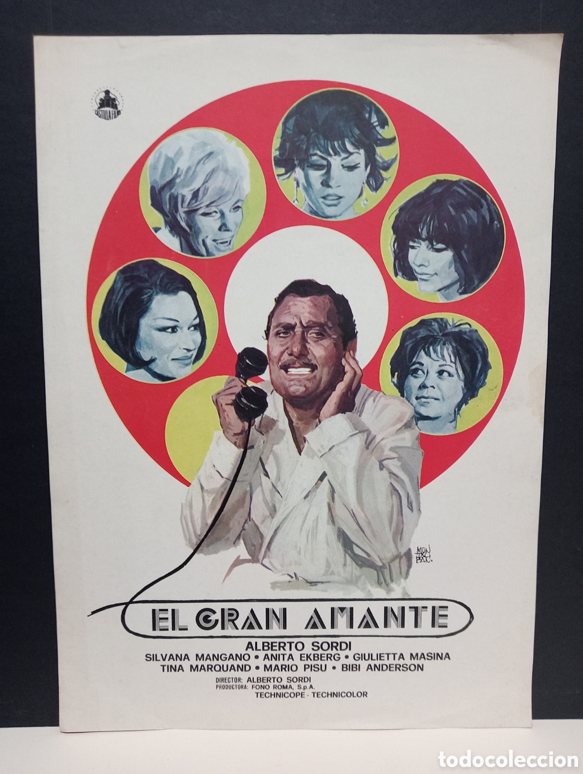 Cine: EL GRAN AMANTE. ALBERTO SORDI. SILVANA MANGANO, ANITA EKBERG. GU&Iacute;A PUBLICITARIA ORIGINAL DE CINE.