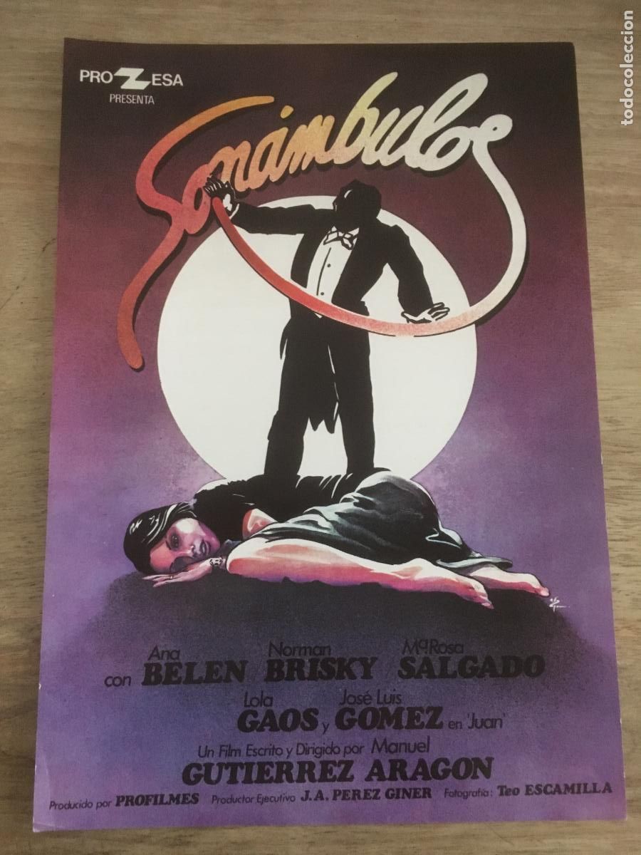 Cinema: sonambulos - gutierrez aragon guia publicitaria original estreno ilustrador ivan zulueta