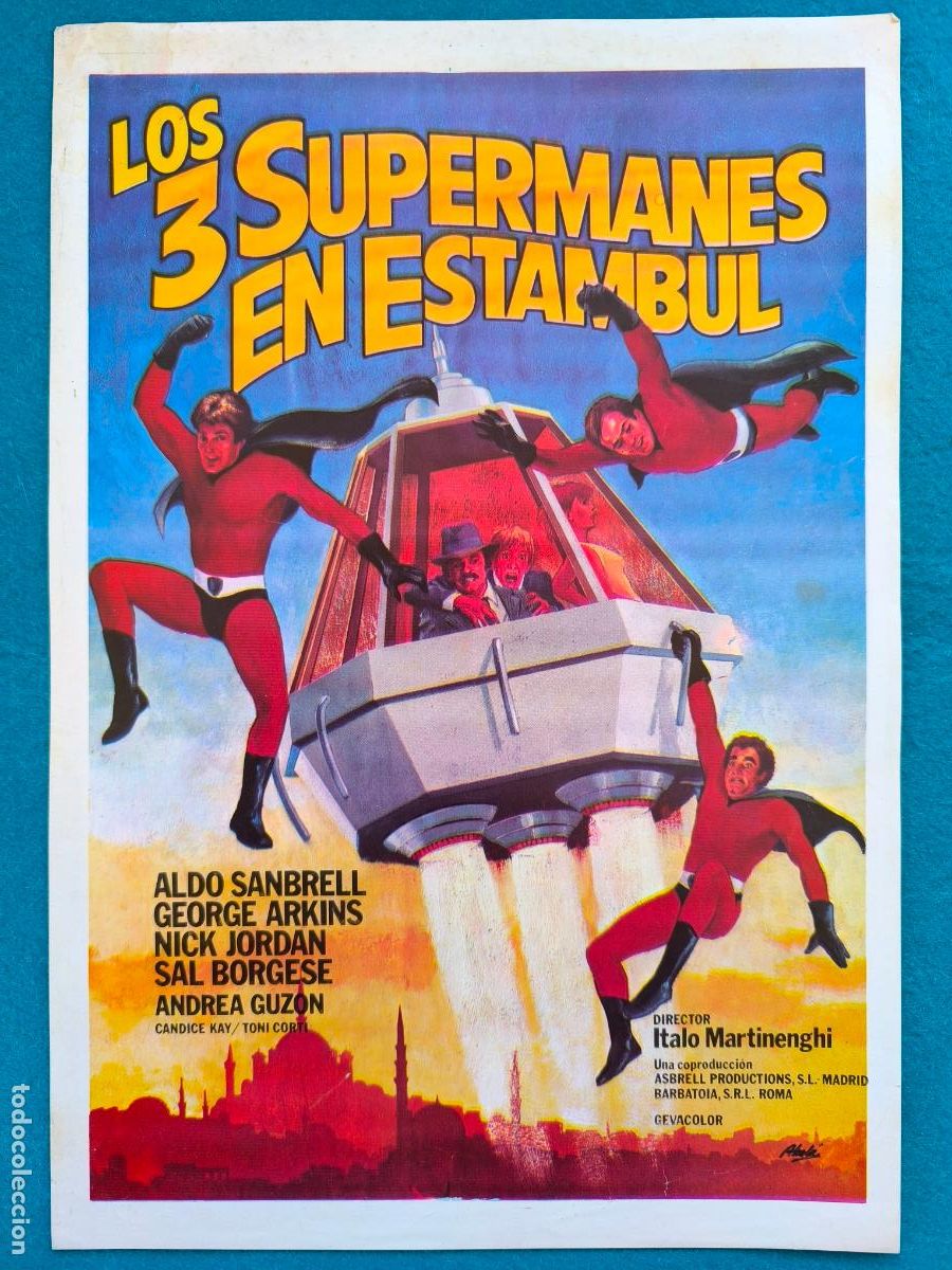Cine: RW GUIA PUBLICITARIA CINE LOS 3 SUPERMANES EN ESTAMBUL ALDO SANBRELL GEORGE ARKINS G9