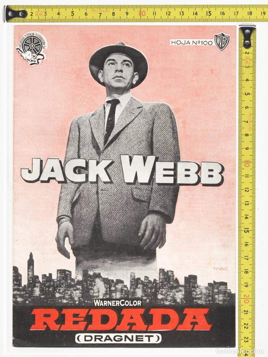 Cine: HOJA N&ordm; 100 EXCLUSIVAS FLORALVA GUIA ORIGINAL ESTRENO REDADA JACK WEBB