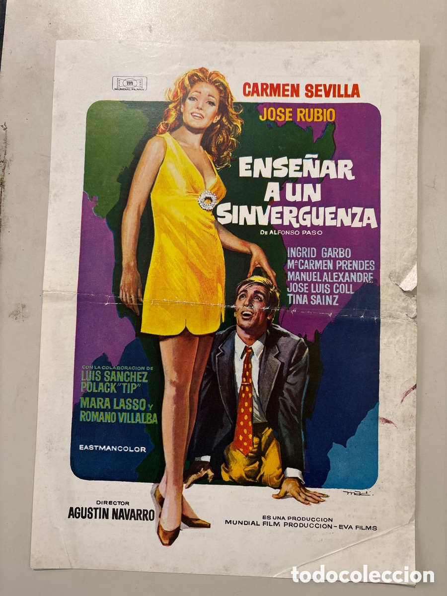 Cine: ENSE&Ntilde;AR A UN SINVERGUENZA. CARMEN SEVILLA, JOS&Eacute; RUBIO, INGRID GARBO. DIRECTOR AGUSTIN NAVARRO. MUNDI