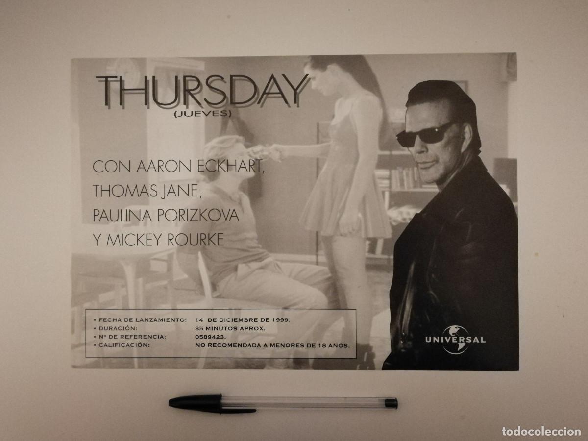 Cine: GUIA ORIGINAL DE VIDEOCLUB -A4- THURSDAY JUEVES - MICKEY ROURKE - THOMAS JANE