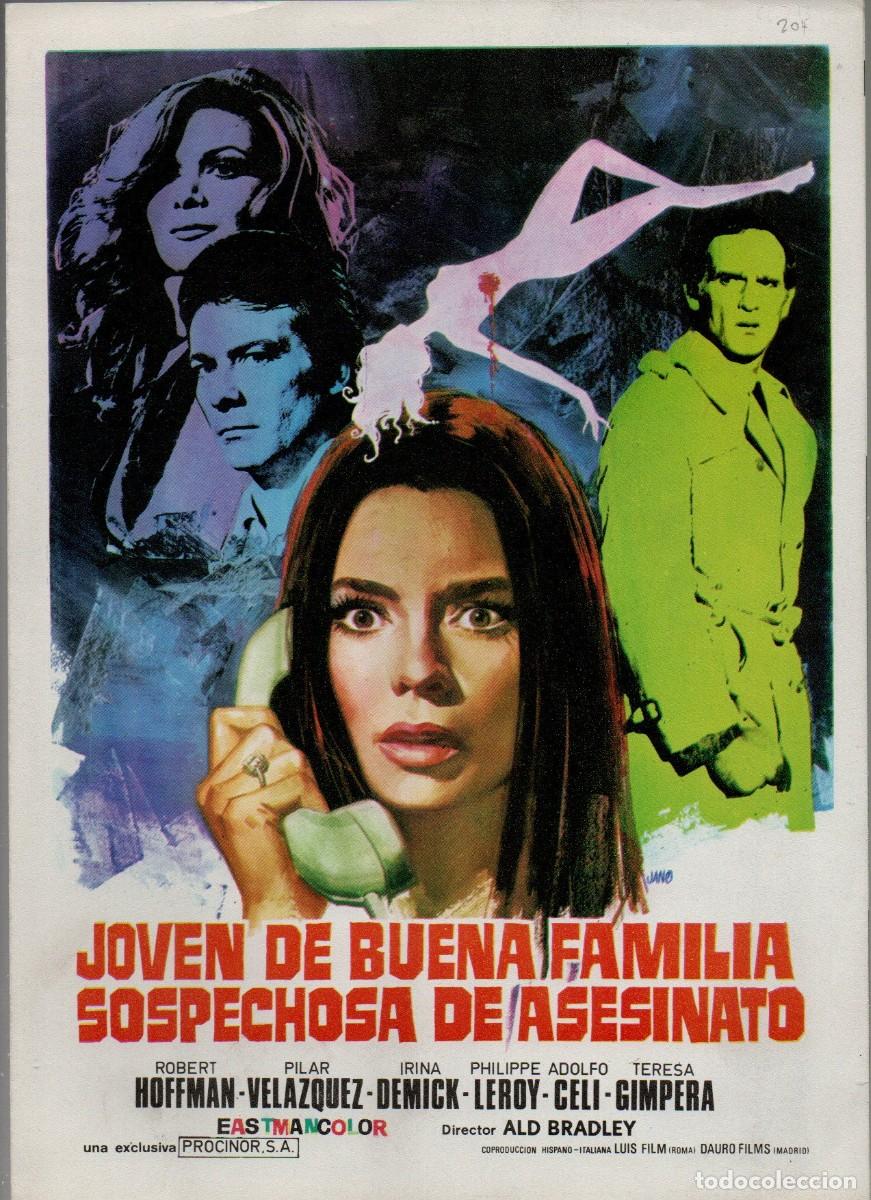 Cinema: GUIA DOBLE, JOVEN DE BUENA FAMILIA SOSPECHOSA DE ASESINATO. ROBERT HOFFMAN, PILAR VAZQUEZ. JANO 1972