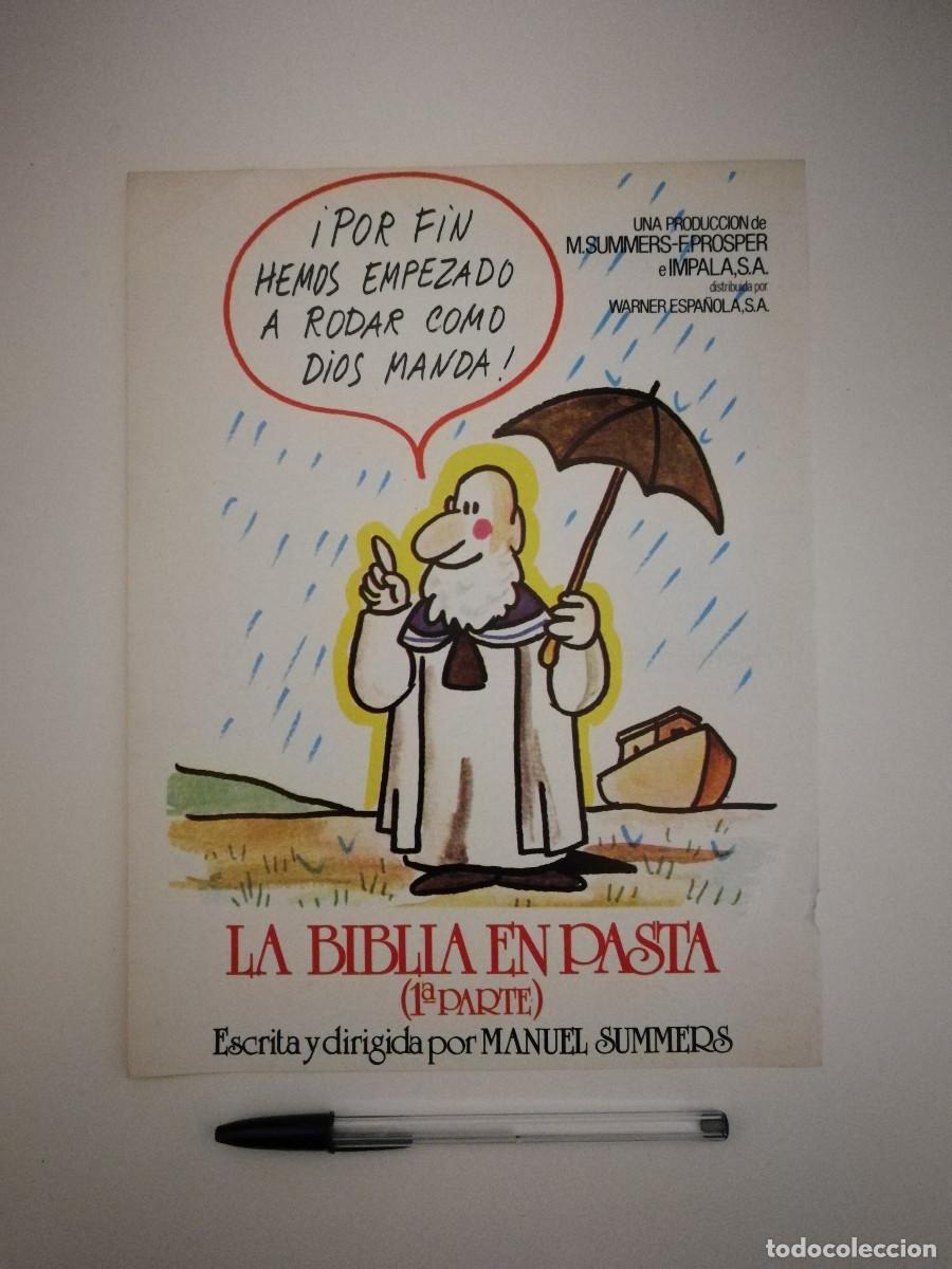 Cine: ANTIGUO ANUNCIO ACARTONADO - A4- LA BIBLIA EN PASTA - MANUEL SUMMERS - CINE ESPA&Ntilde;OL - 1 PARTE