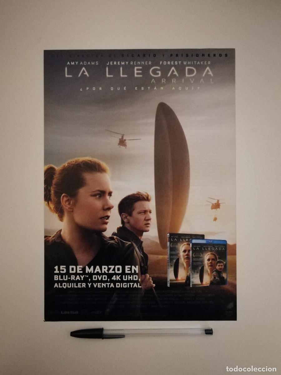 Cine: ANUNCIO ACARTONADO -A4- ARRIVAL LA LLEGADA - AMY ADAMS - CIENCIA FICCION - PUBLICIDAD LAMINA