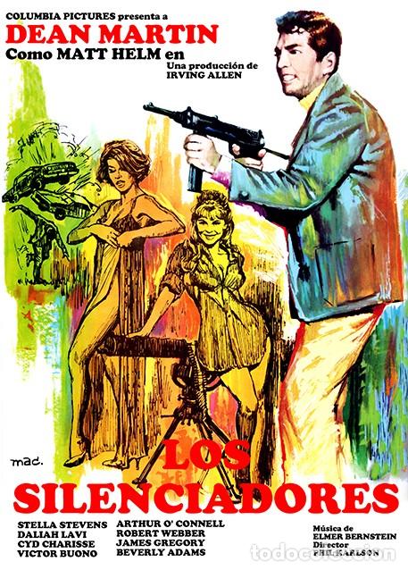 Cine: LOS SILENCIADORES 1966 GU&Iacute;A LAMINA DEAN MARTIN MATT HELM DISE&Ntilde;O IN&Eacute;DITO DE MAC NO C0MERCIALIZADO