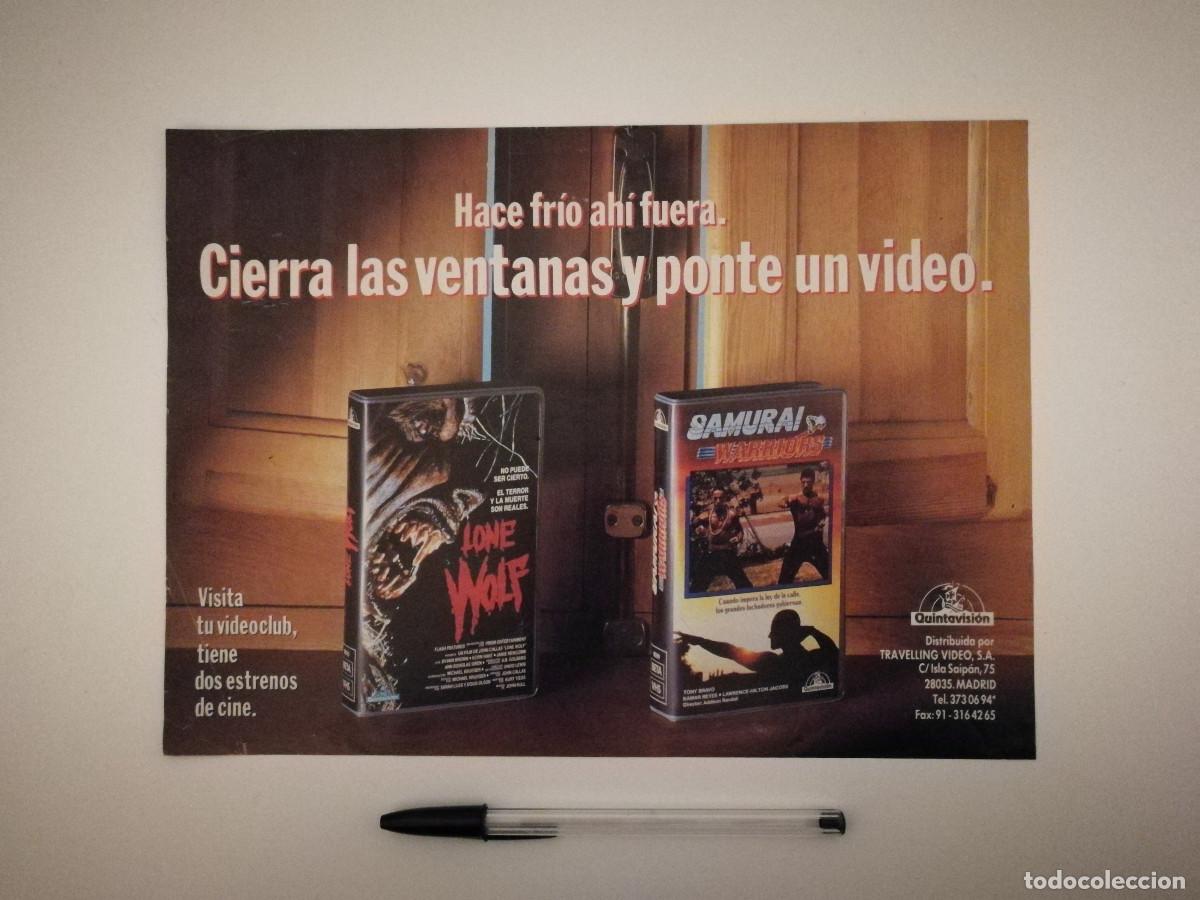 Cine: LAMINA ACARTONADA -A4- LONE WOLF y SAMURAI WARRIROS - TERROR - ANUNCIO PUBLICIDAD VIDEOCLUB