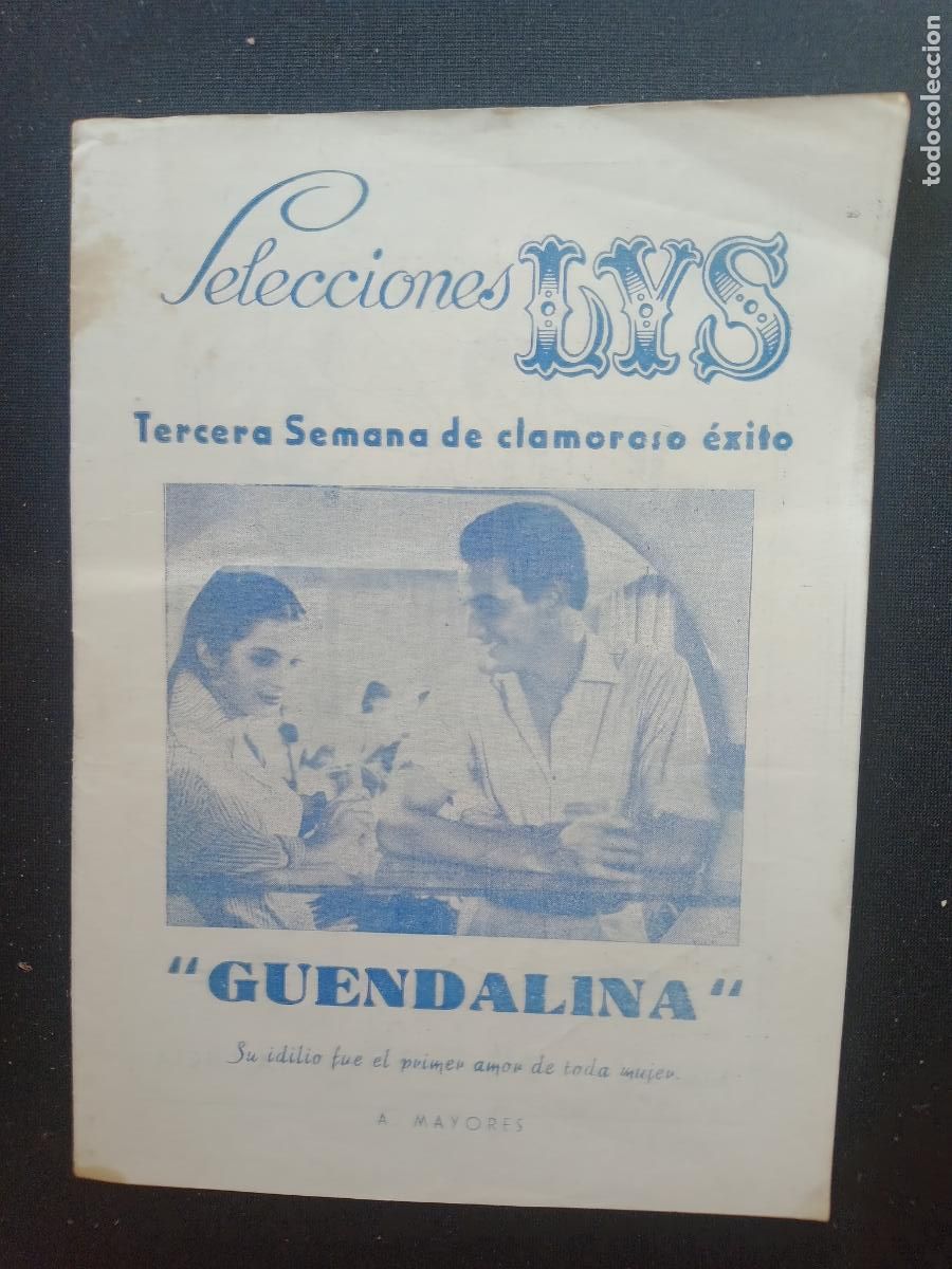 Cin&eacute;ma: PROGRAMA DE MANO CARTELERA SEMANAL VALENCIA CINEMA SELECCIONES LYS 1958 GUENDALINA