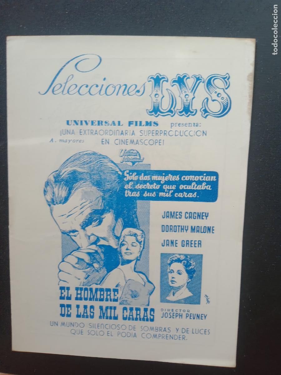 Cine: EL HOMBRE DE LAS MIL CARAS. CARTELERA SEMANAL VALENCIA CINEMA SELECCIONES LYS 1958