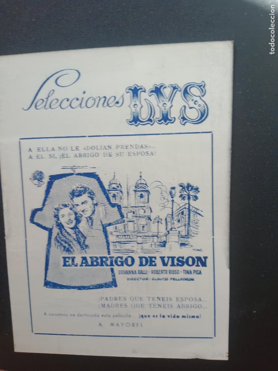 Cinema: EL ABRIGO DE VISON. CARTELERA SEMANAL VALENCIA CINEMA SELECCIONES LYS 1958
