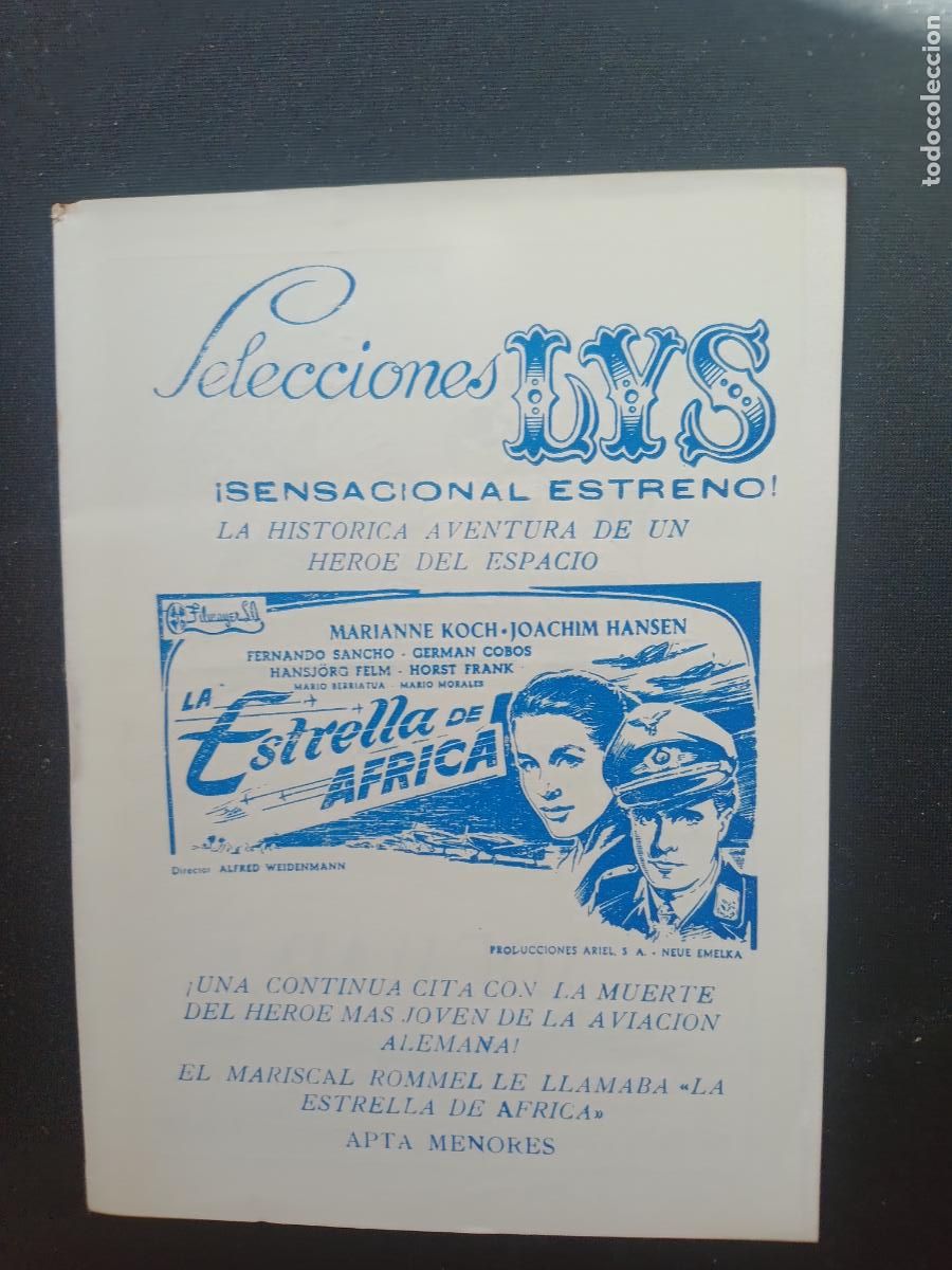 Cinema: LA ESTRELLA DE AFRICA 1958. CARTELERA SEMANAL VALENCIA CINEMA SELECCIONES LYS A&Ntilde;OS 50