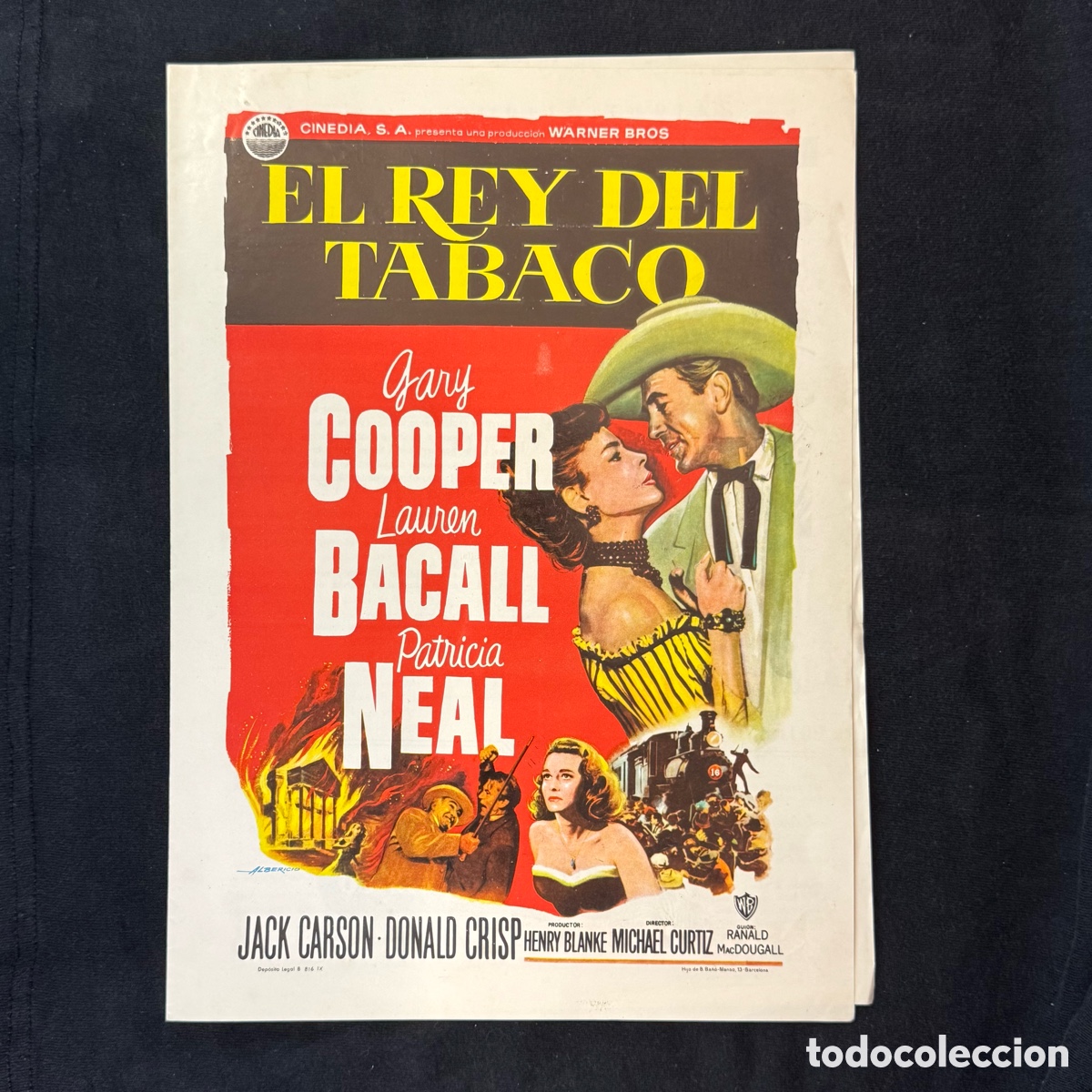 Cine: GUIA PUBLICITARIA EL REY DEL TABACO COOPER BACALL PUBLICIDAD PELICULA CARTEL POSTER FOLLETO
