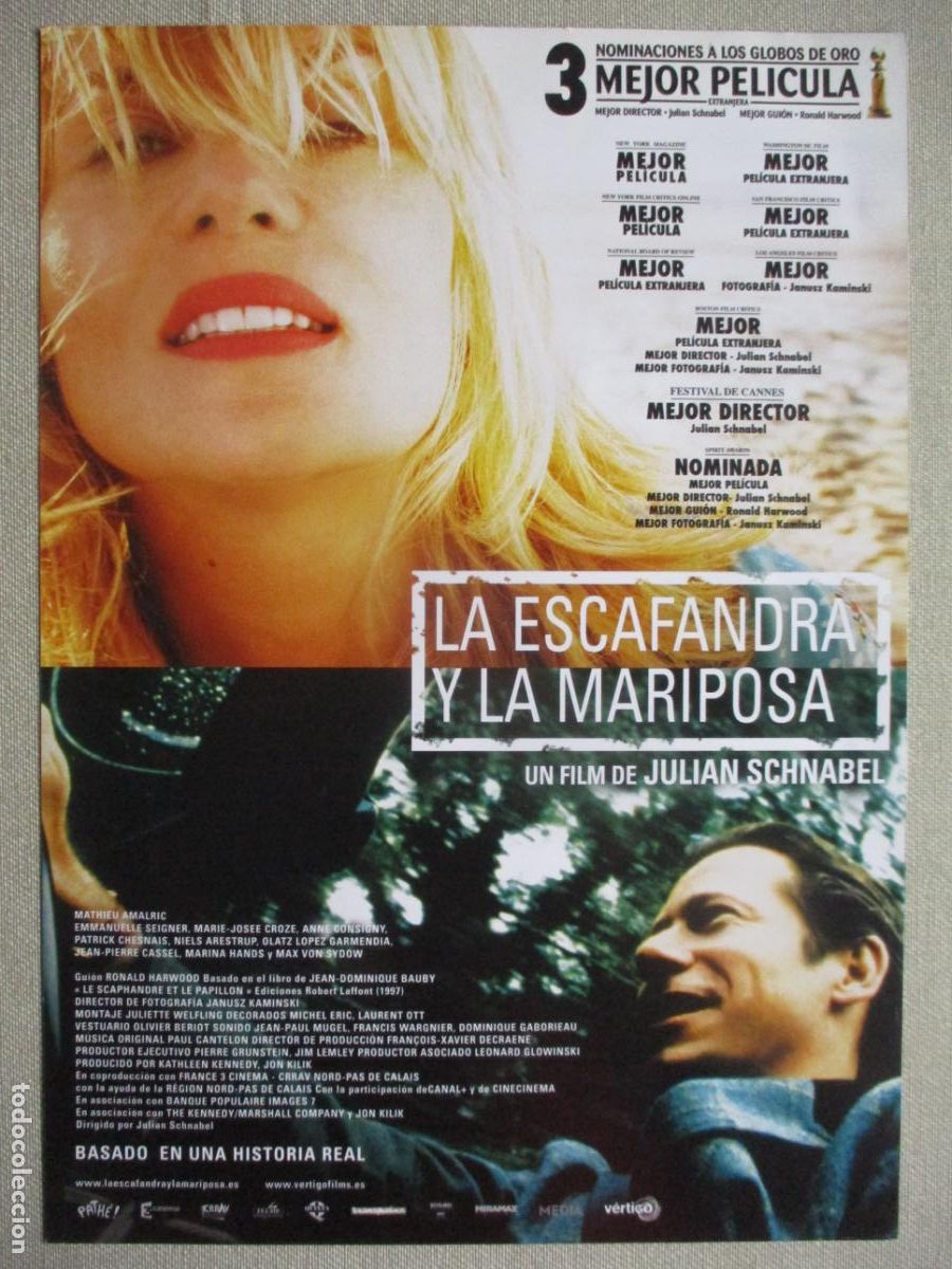 Kino: LA ESCAFANDRA Y LA MARIPOSA. GUIA ORIGINAL ESTRENO. PEDIDO MINIMO EN GUIAS 10 EUROS.