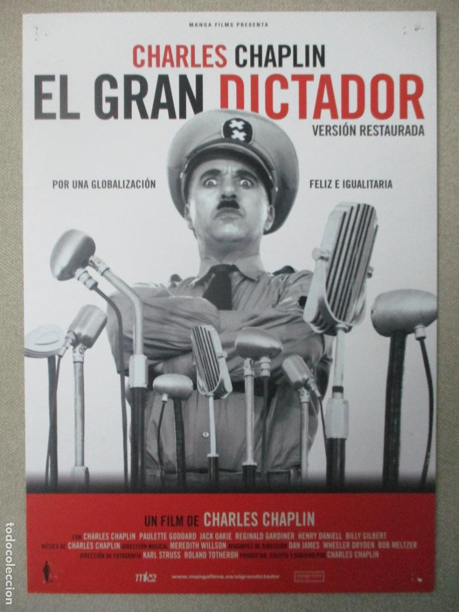 Cine: EL GRAN DICTADOR. GUIA ORIGINAL RE-ESTRENO (TRIPTICO). PEDIDO MINIMO EN GUIAS 10 EUROS.