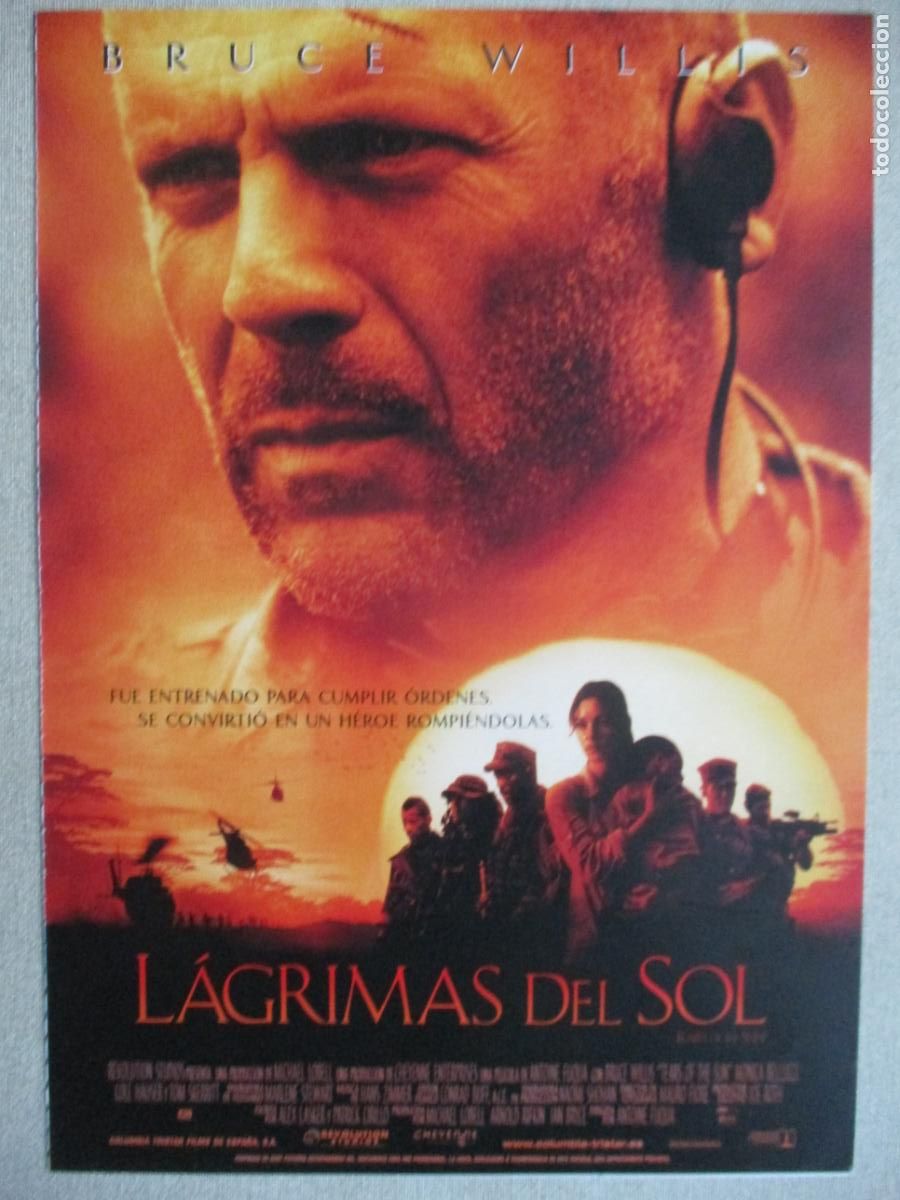 Kino: LAGRIMAS DEL SOL. GUIA ORIGINAL ESTRENO. PEDIDO MINIMO EN GUIAS 10 EUROS.