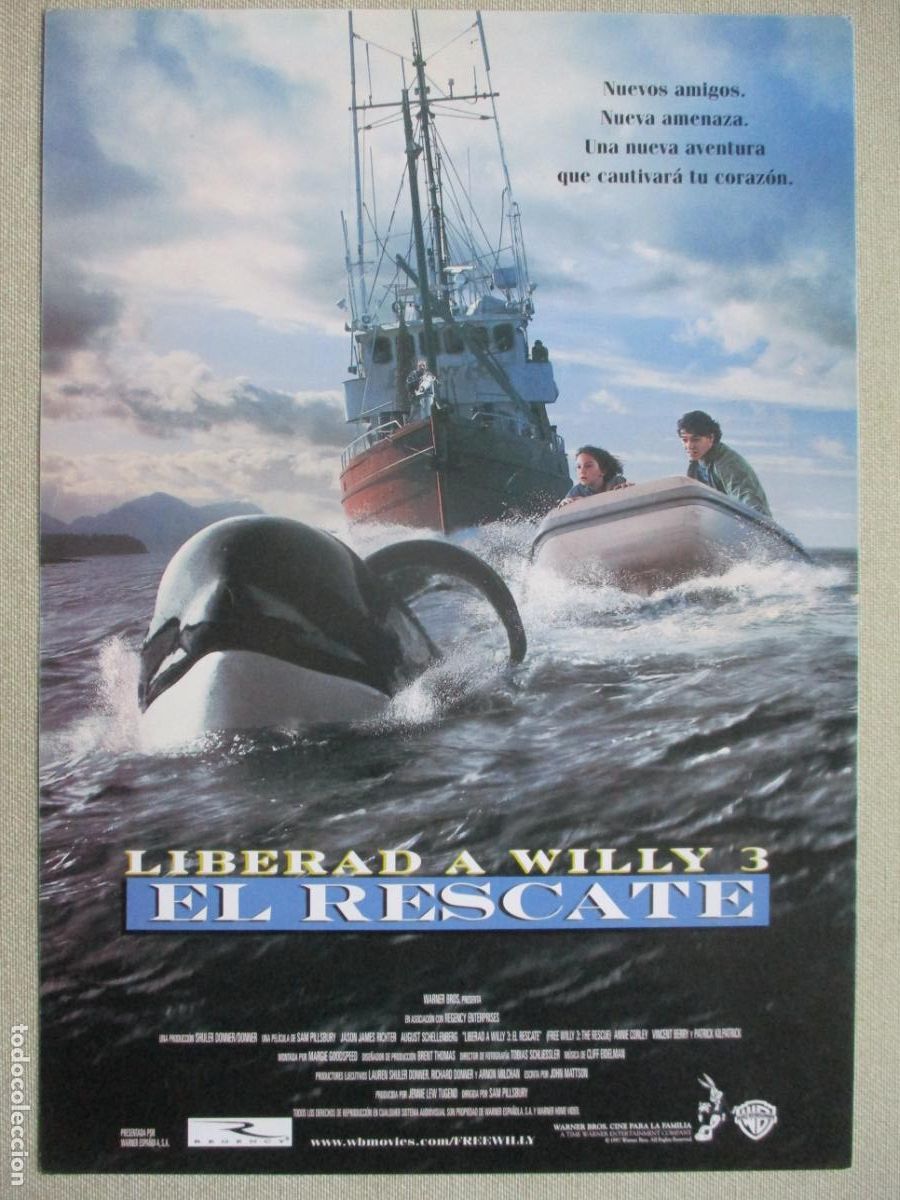 Kino: LIBERAD A WILLY 3. GUIA ORIGINAL ESTRENO. PEDIDO MINIMO EN GUIAS 10 EUROS.