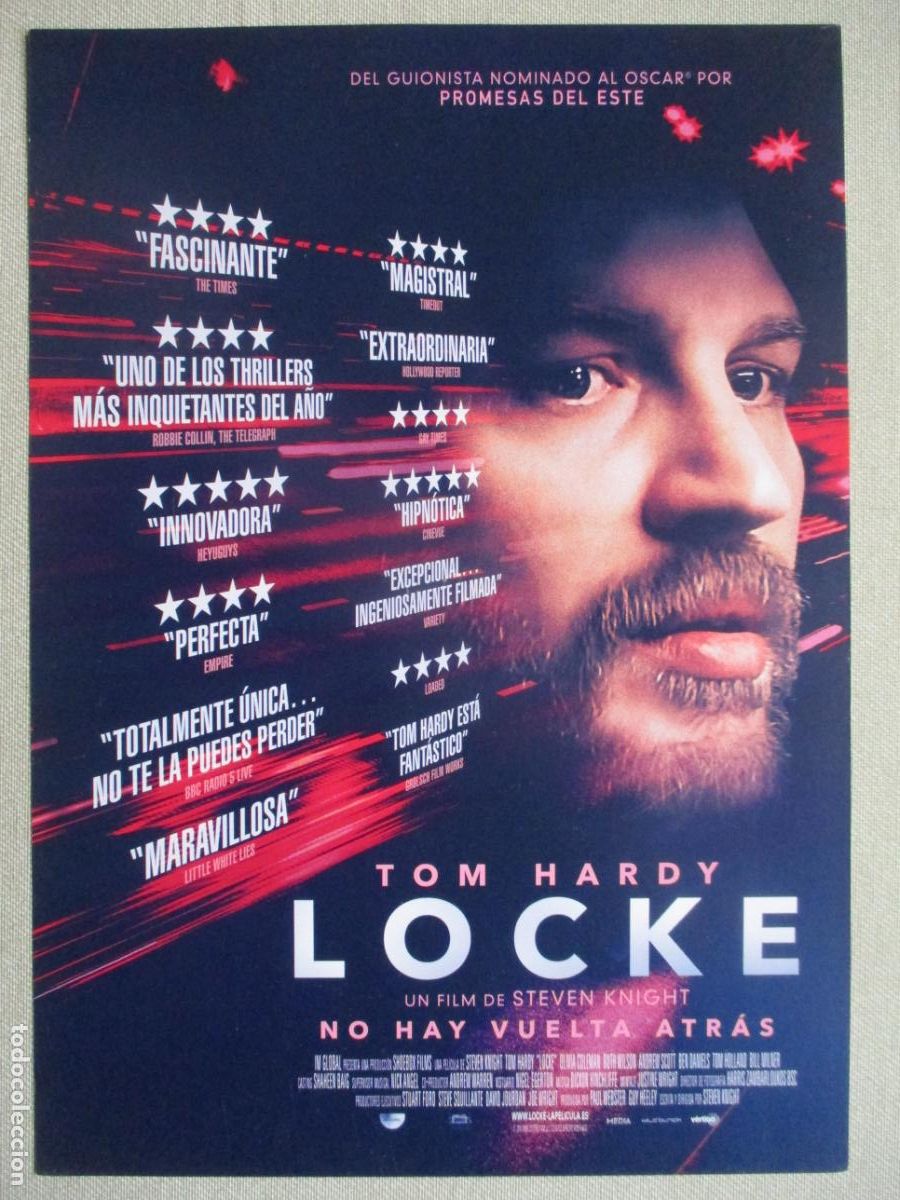 Cinema: LOCKE. GUIA ORIGINAL ESTRENO. PEDIDO MINIMO EN GUIAS 10 EUROS.