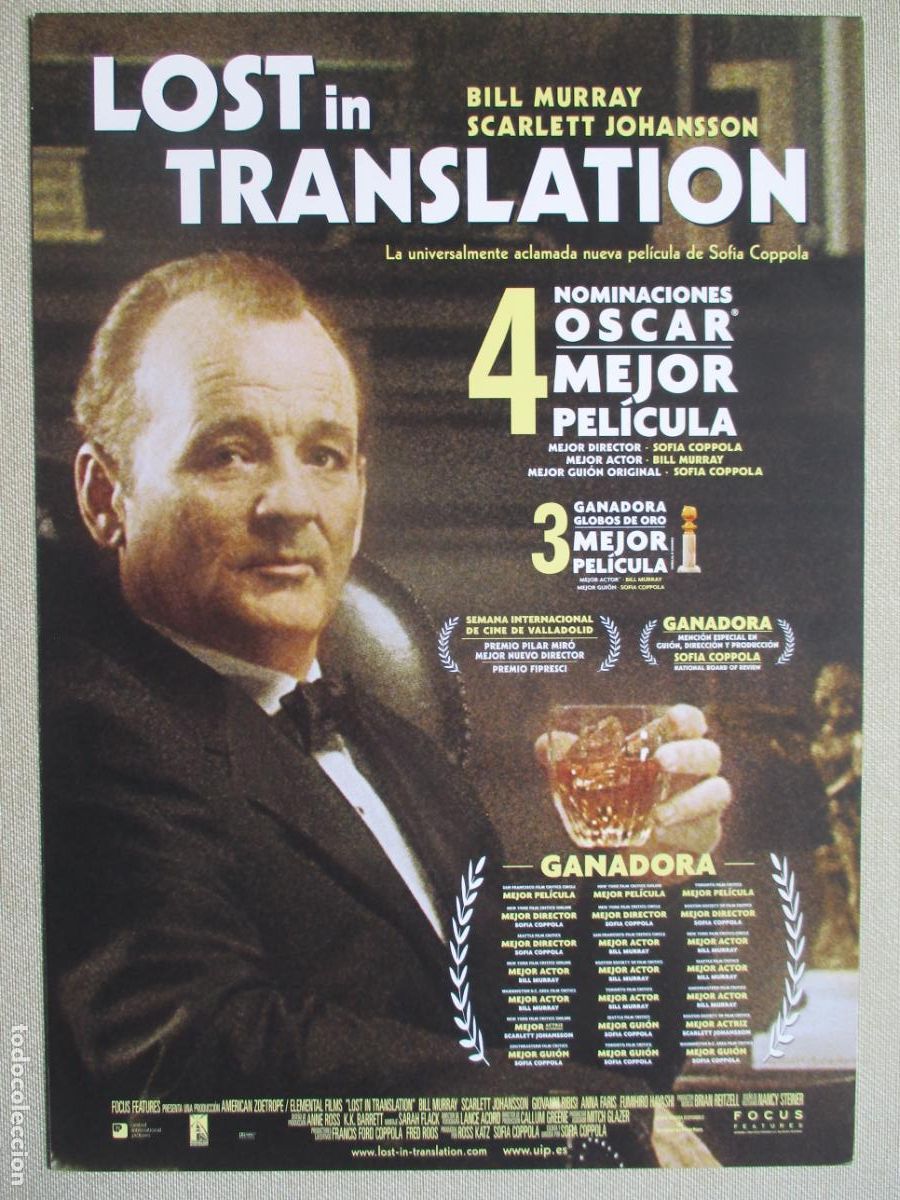 Cinema: LOST IN TRANSLATION. GUIA ORIGINAL ESTRENO. PEDIDO MINIMO EN GUIAS 10 EUROS.