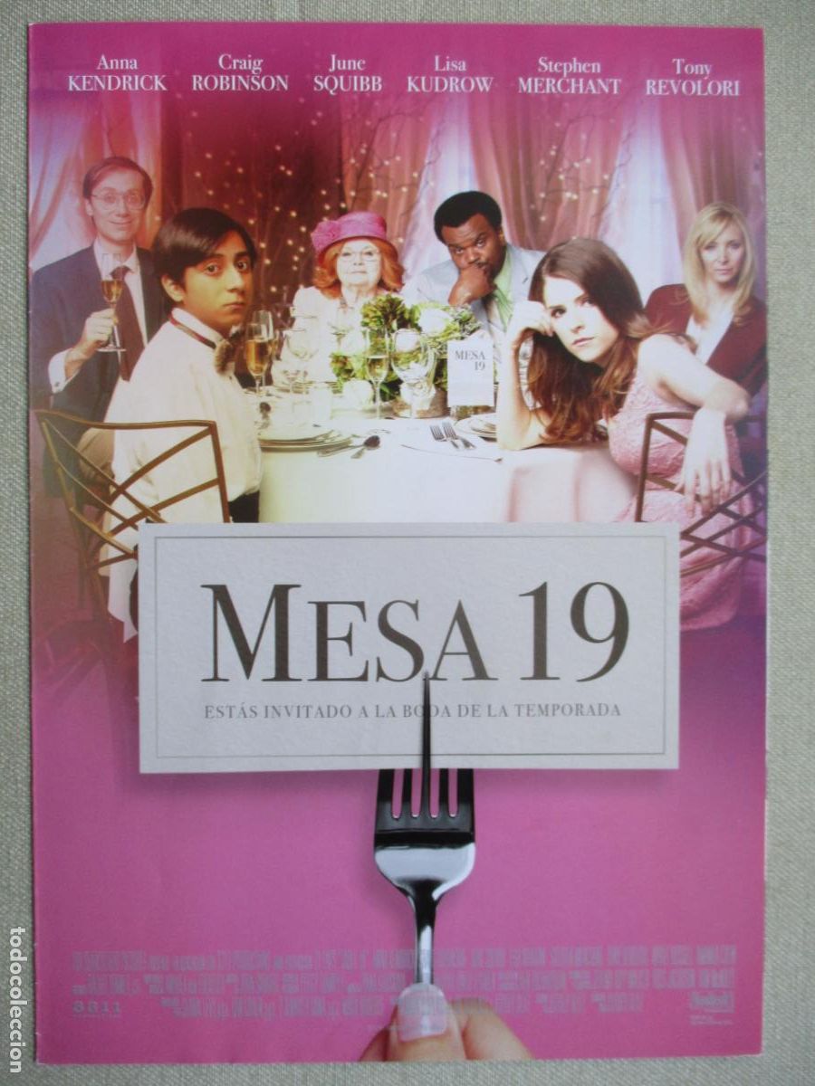 Cinema: MESA 19. GUIA ORIGINAL ESTRENO. PEDIDO MINIMO EN GUIAS 10 EUROS.