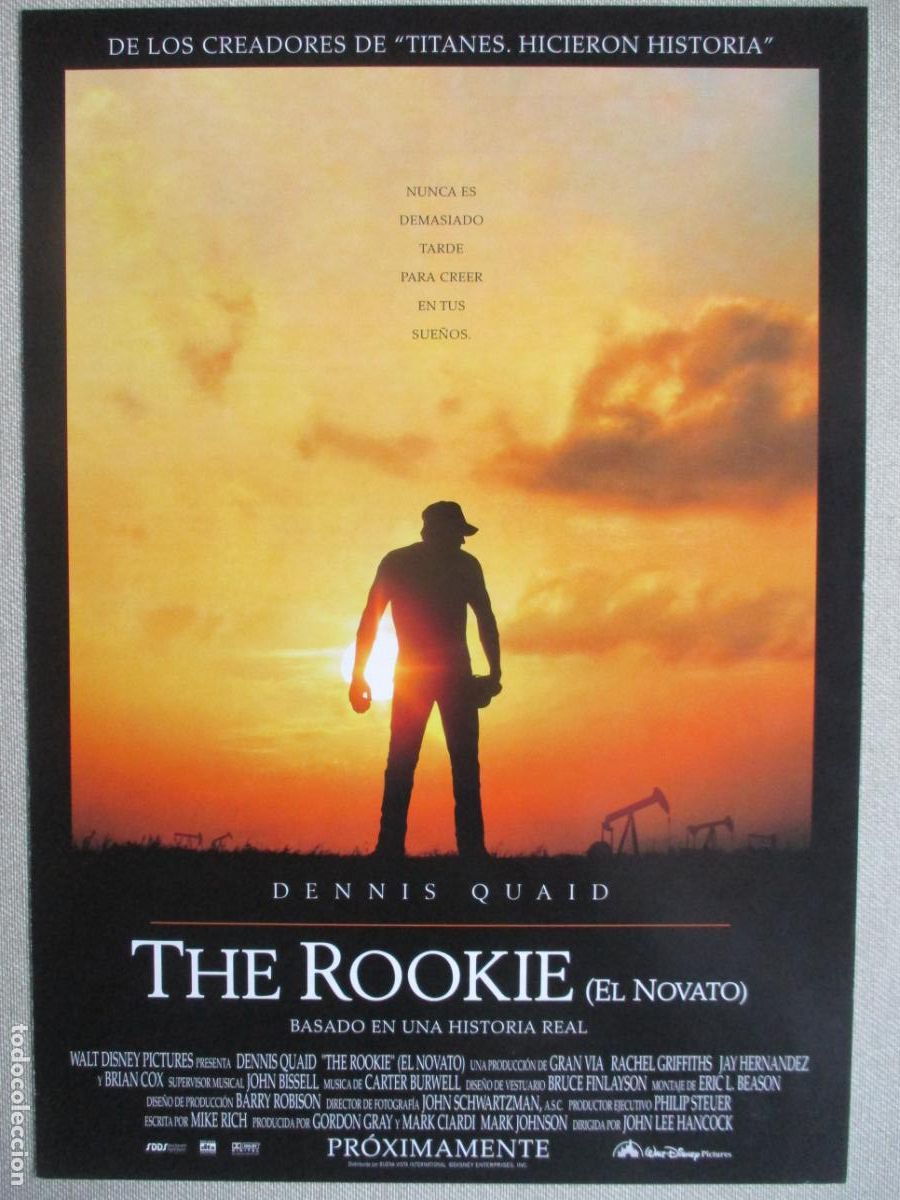 Cine: EL NOVATO (THE ROOKIE). GUIA ORIGINAL ESTRENO. PEDIDO MINIMO EN GUIAS 10 EUROS.