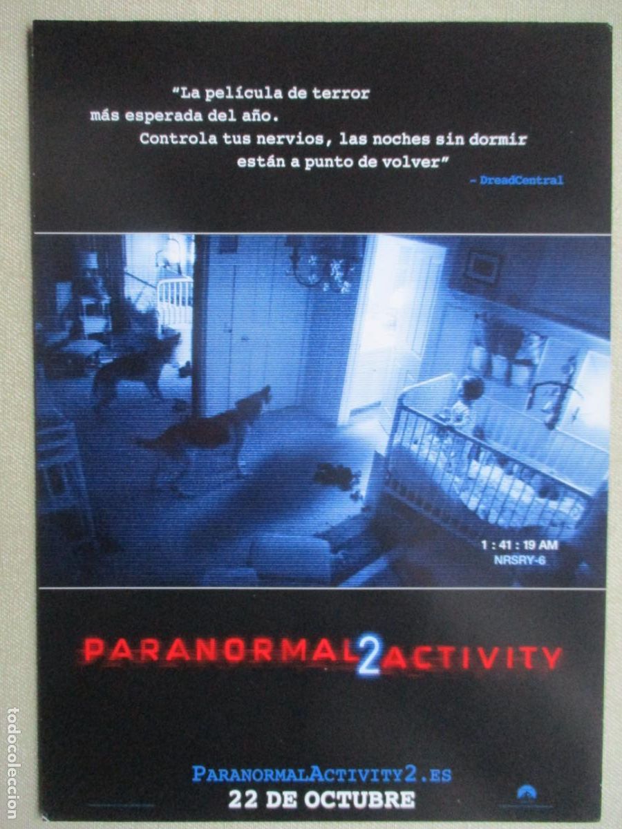 Cinema: PARANORMAL ACTIVITY 2. GUIA ORIGINAL ESTRENO. PEDIDO MINIMO EN GUIAS 10 EUROS.