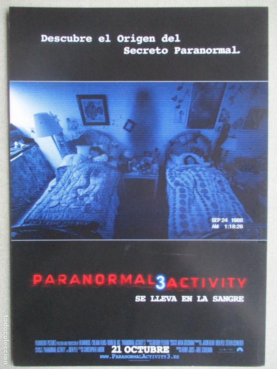 Cinema: PARANORMAL ACTIVITY 3. GUIA ORIGINAL ESTRENO. PEDIDO MINIMO EN GUIAS 10 EUROS.