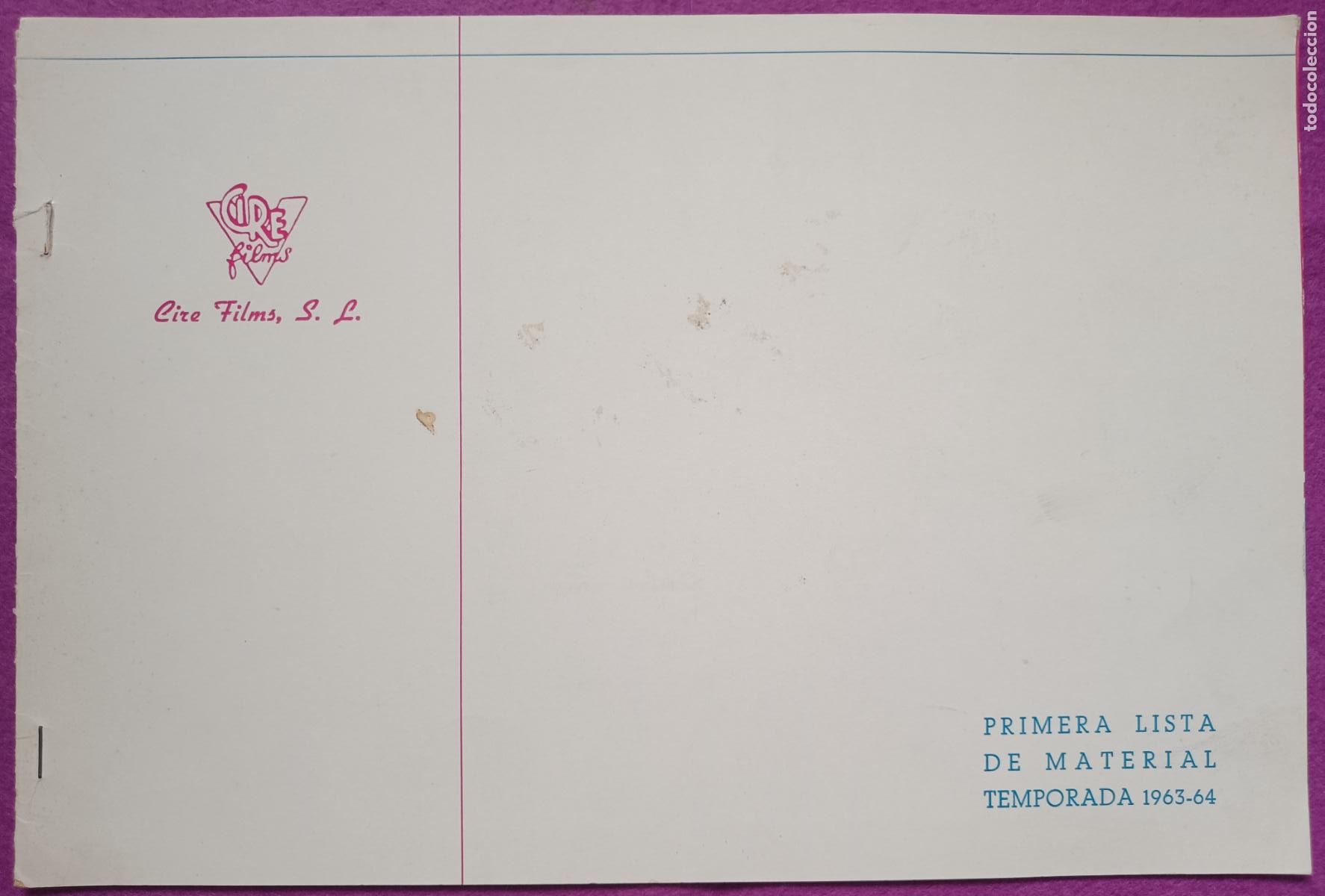 Cinema: GUIA PUBLICITARIA CINE 1&ordf; LISTA DE MATERIAL TEMPORADA 1963 1964 G2048