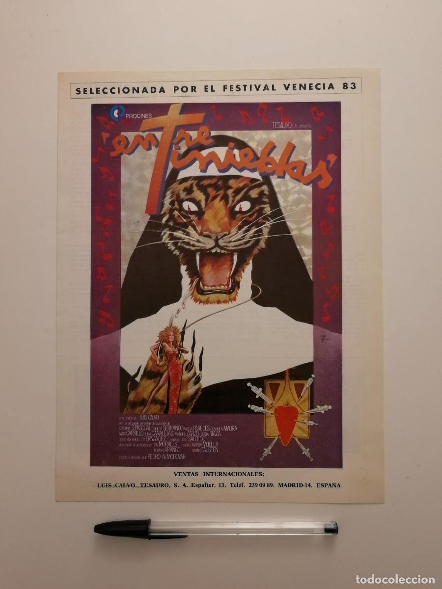 Cinema: ANTIGUA FICHA PUBLICITARIA -A4- ENTRE TINIEBLAS - CARMEN MAURA
