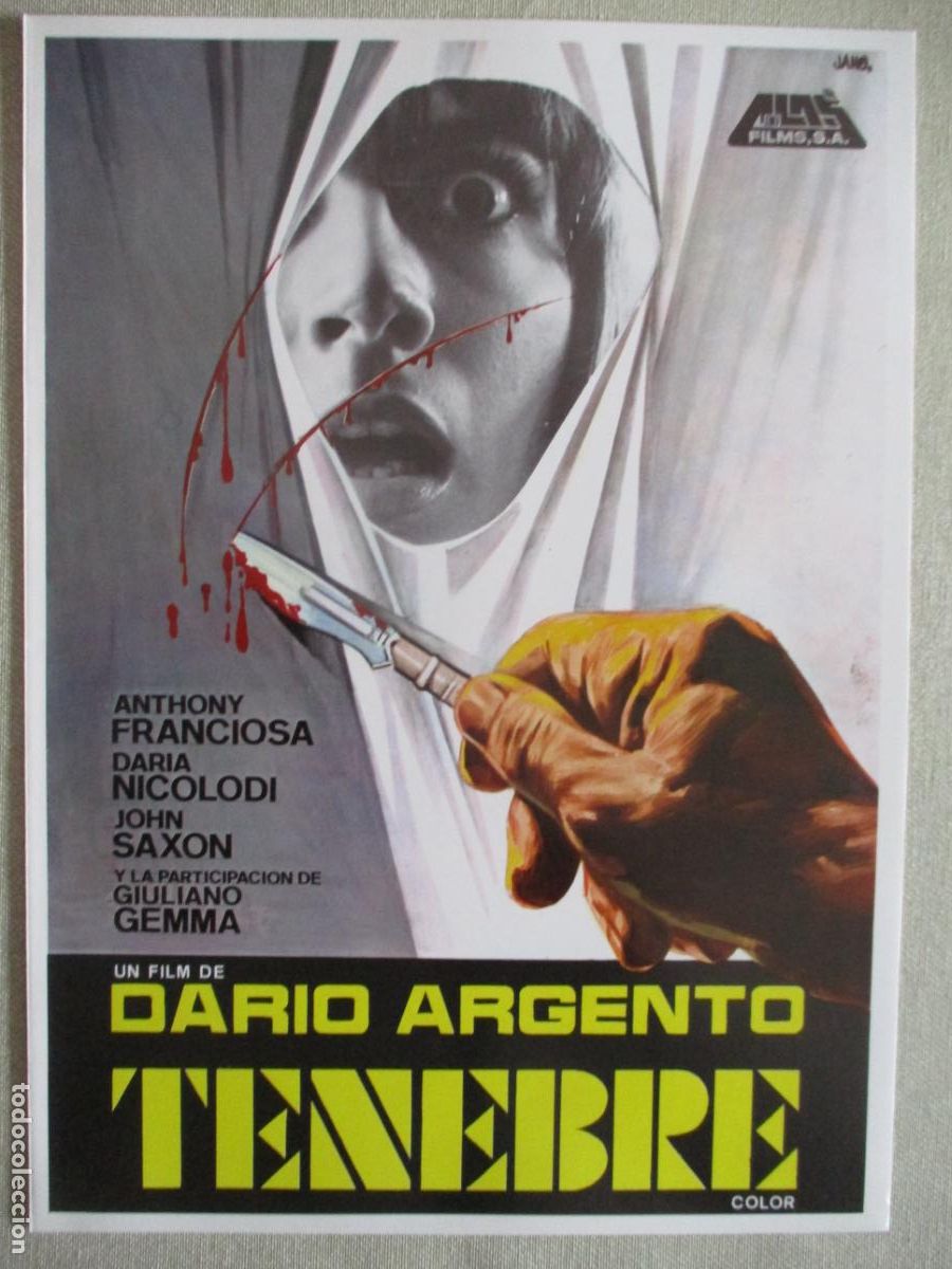 Cine: TENEBRE. GUIA ORIGINAL ESTRENO. PEDIDO MINIMO EN GUIAS 10 EUROS.