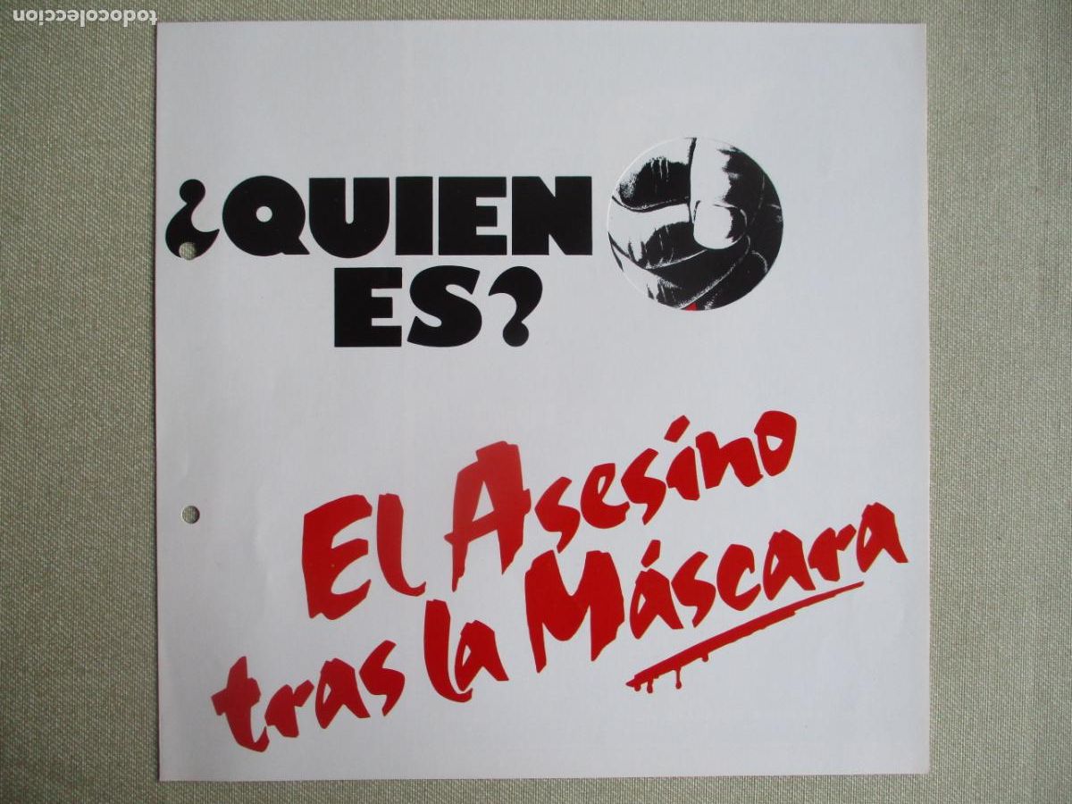 Cine: EL ASESINO TRAS LA MASCARA. (AGUJEROS DE TALADRO). PEDIDO MINIMO EN GUIAS 10 EUROS.