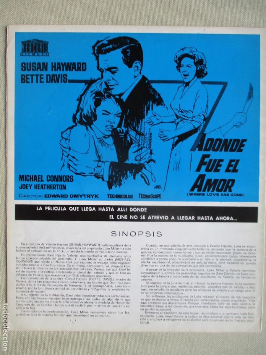 Cine: ADONDE FUE EL AMOR. GUIA ORIGINAL ESTRENO. PEDIDO MINIMO EN GUIAS 10 EUROS.