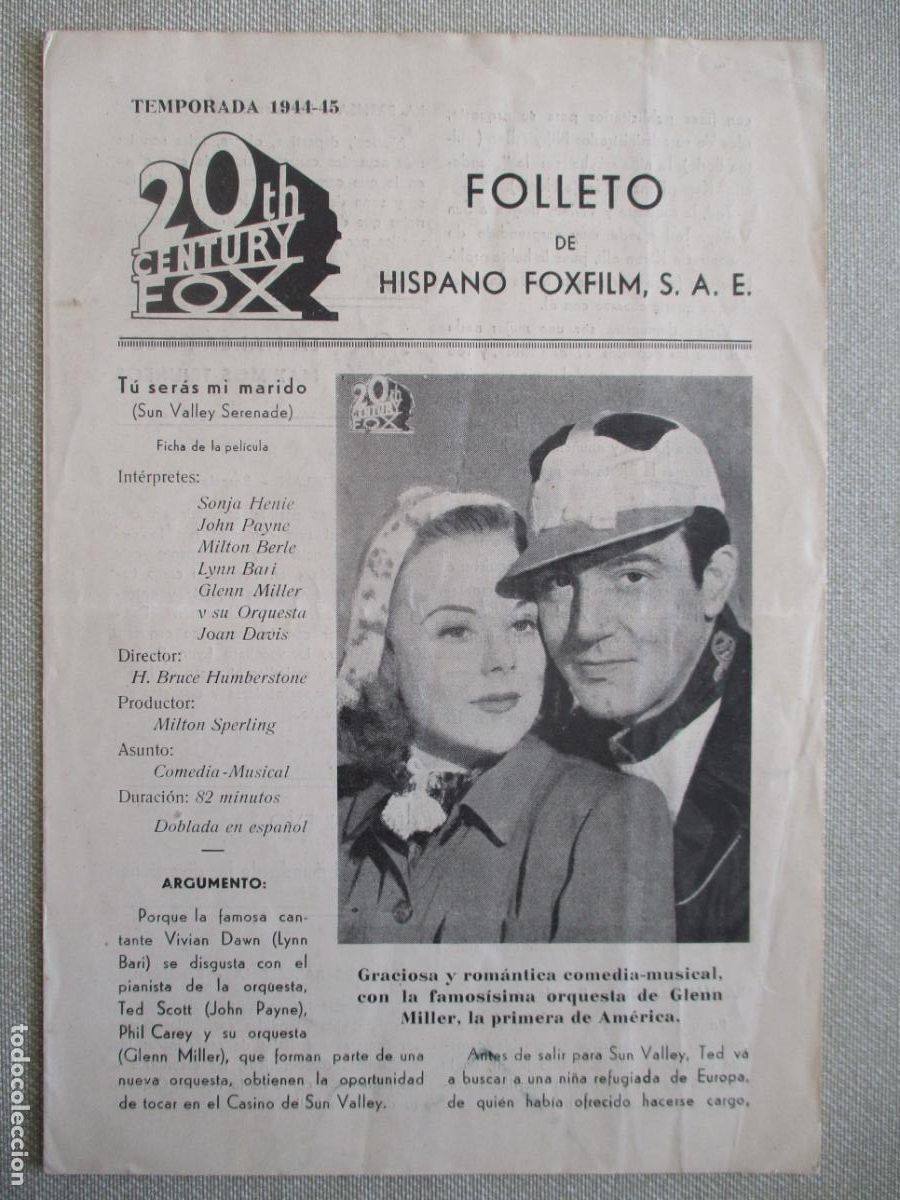 Cinema: TU SERAS MI MARIDO. GUIA ORIGINAL ESTRENO. PEDIDO MINIMO EN GUIAS 10 EUROS.