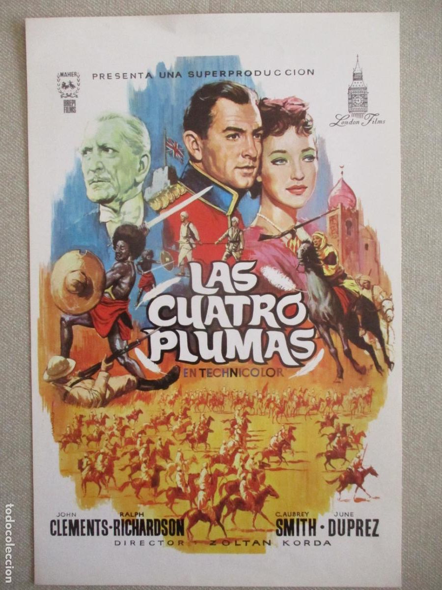 Kino: LAS CUATRO PLUMAS. GUIA ORIGINAL RE-ESTRENO. PEDIDO MINIMO EN GUIAS 10 EUROS.