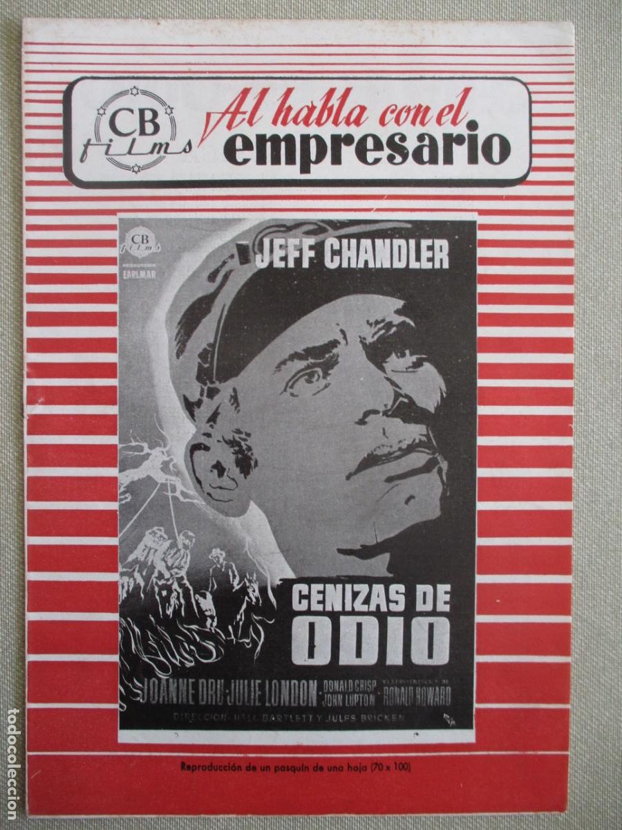 Cinema: CENIZAS DE ODIO. GUIA ORIGINAL ESTRENO. PEDIDO MINIMO EN GUIAS 10 EUROS.