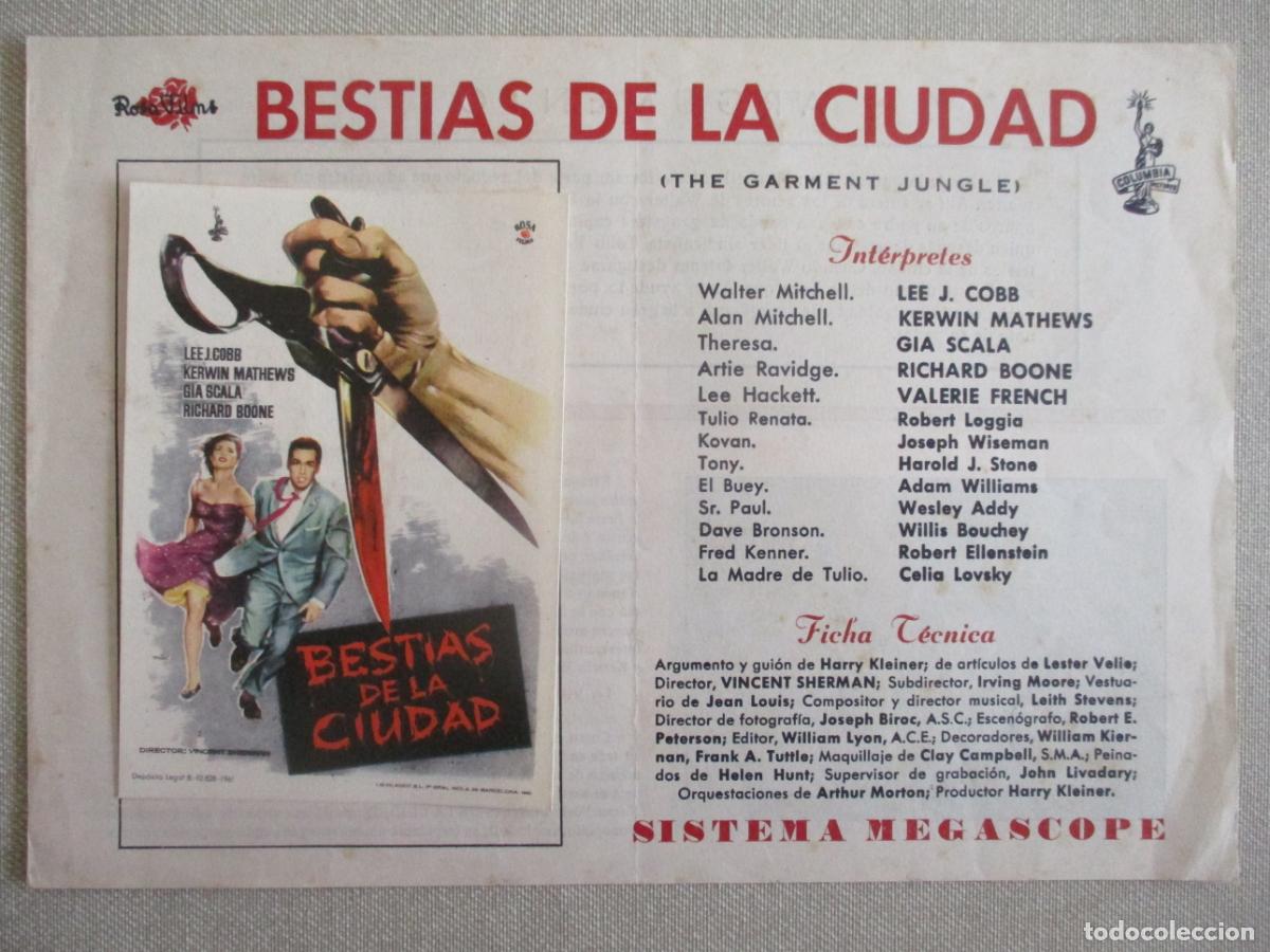 Cin&eacute;ma: BESTIAS DE LA CIUDAD. GUIA ORIGINAL ESTRENO. PEDIDO MINIMO EN GUIAS 10 EUROS.