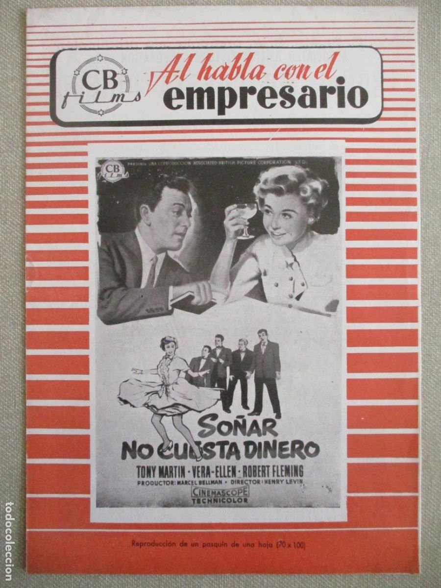 Cin&eacute;ma: SO&Ntilde;AR NO CUESTA DINERO. GUIA ORIGINAL ESTRENO. PEDIDO MINIMO EN GUIAS 10 EUROS.