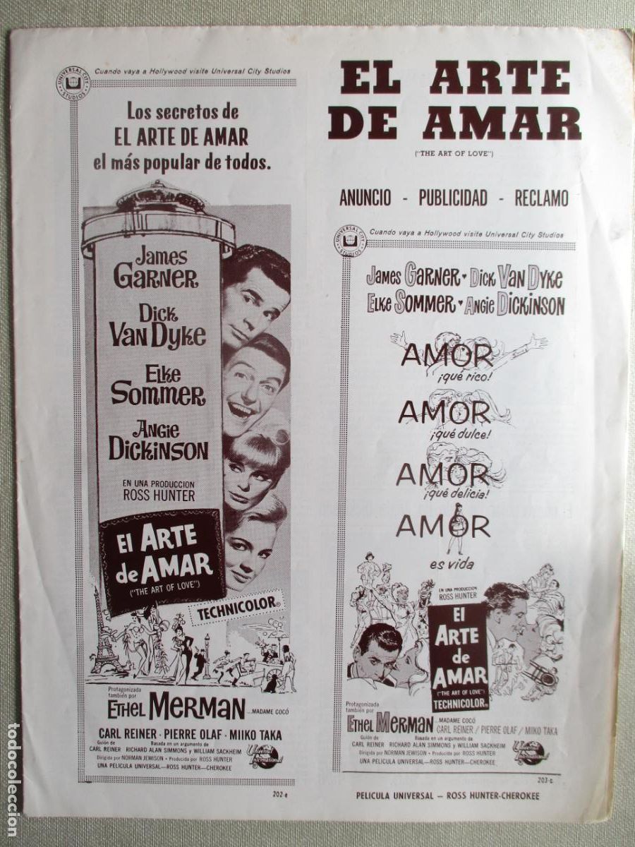 Cinema: EL ARTE DE AMAR. GUIA ORIGINAL ESTRENO. PEDIDO MINIMO EN GUIAS 10 EUROS.