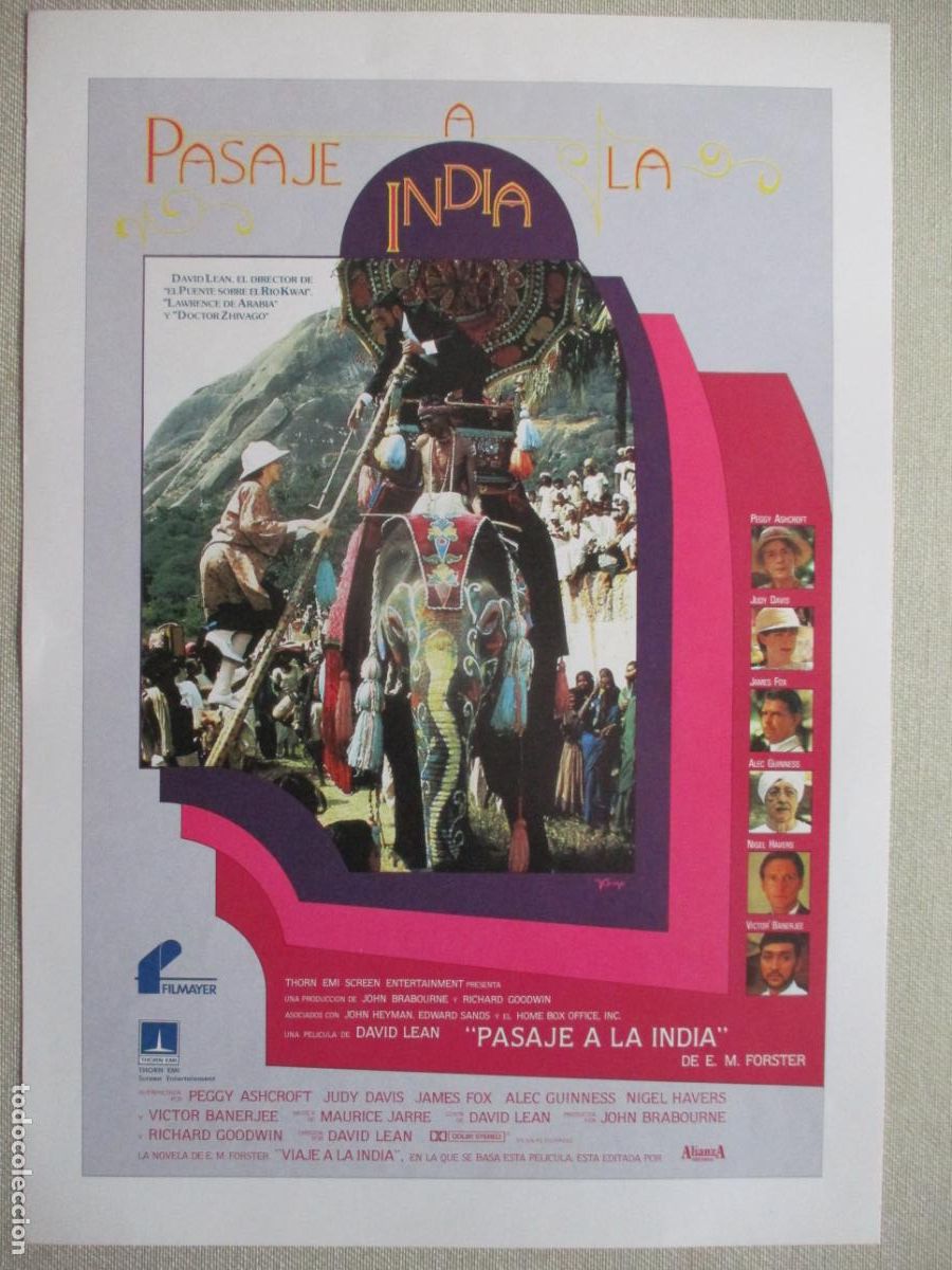 Cinema: PASAJE A LA INDIA. GUIA ORIGINAL ESTRENO. PEDIDO MINIMO EN GUIAS 10 EUROS.